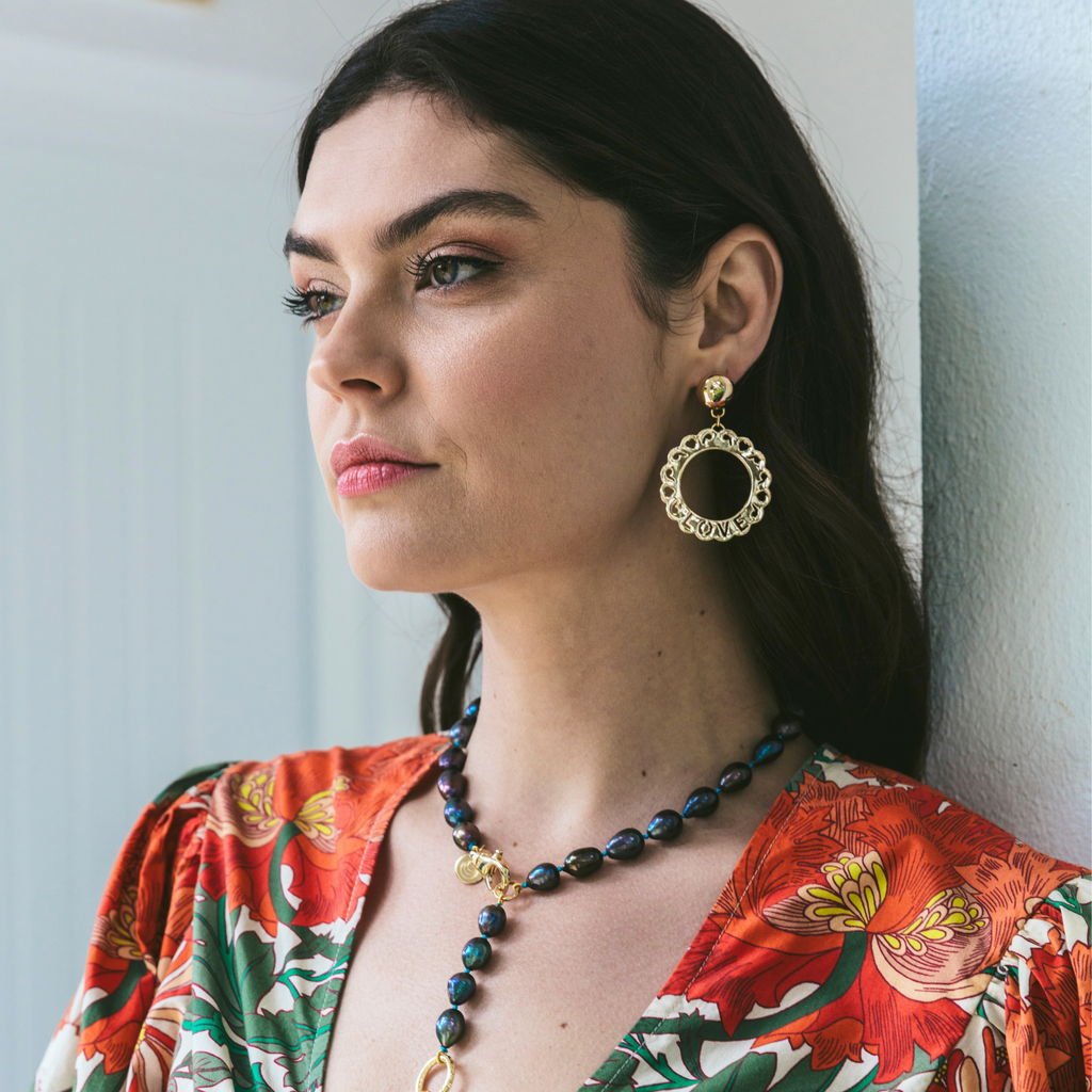 LOVE Cutout Disk Earrings