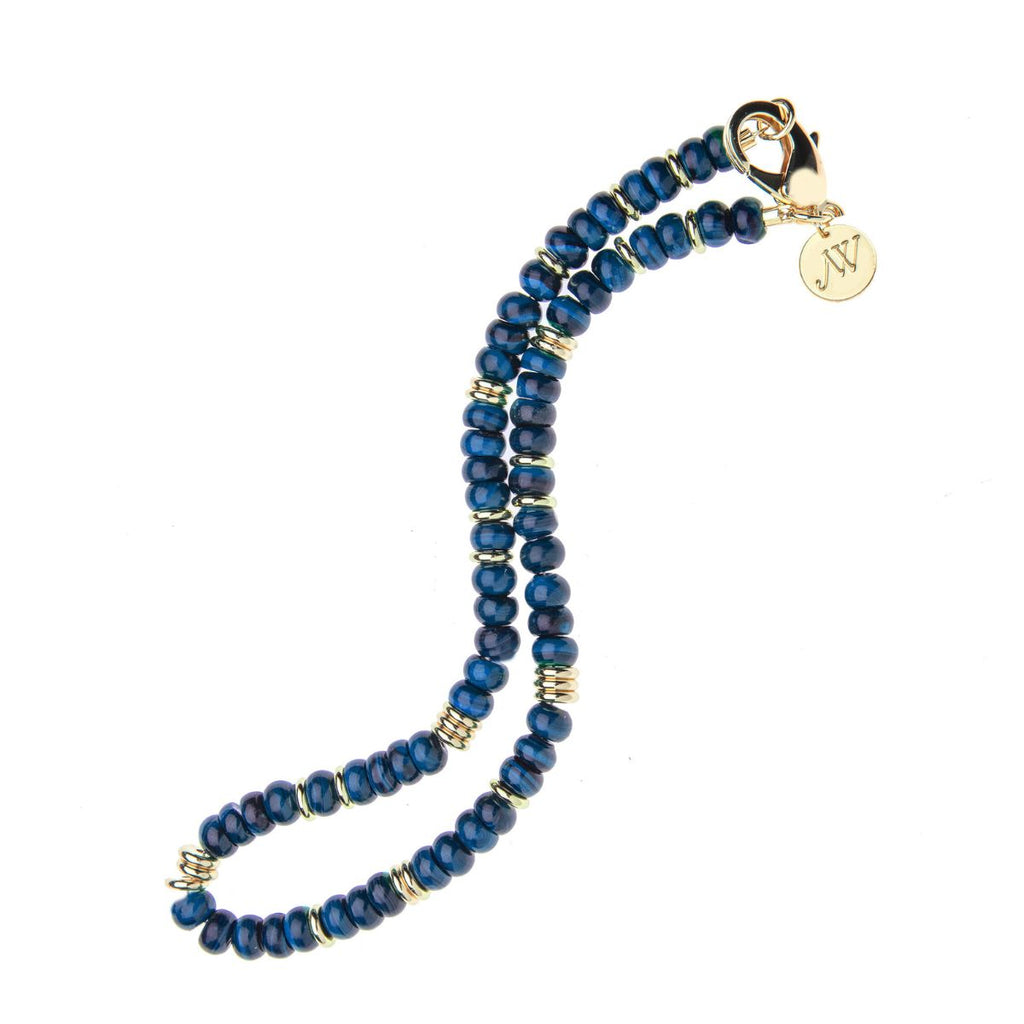Gumdrop Beaded Necklace in Lapis