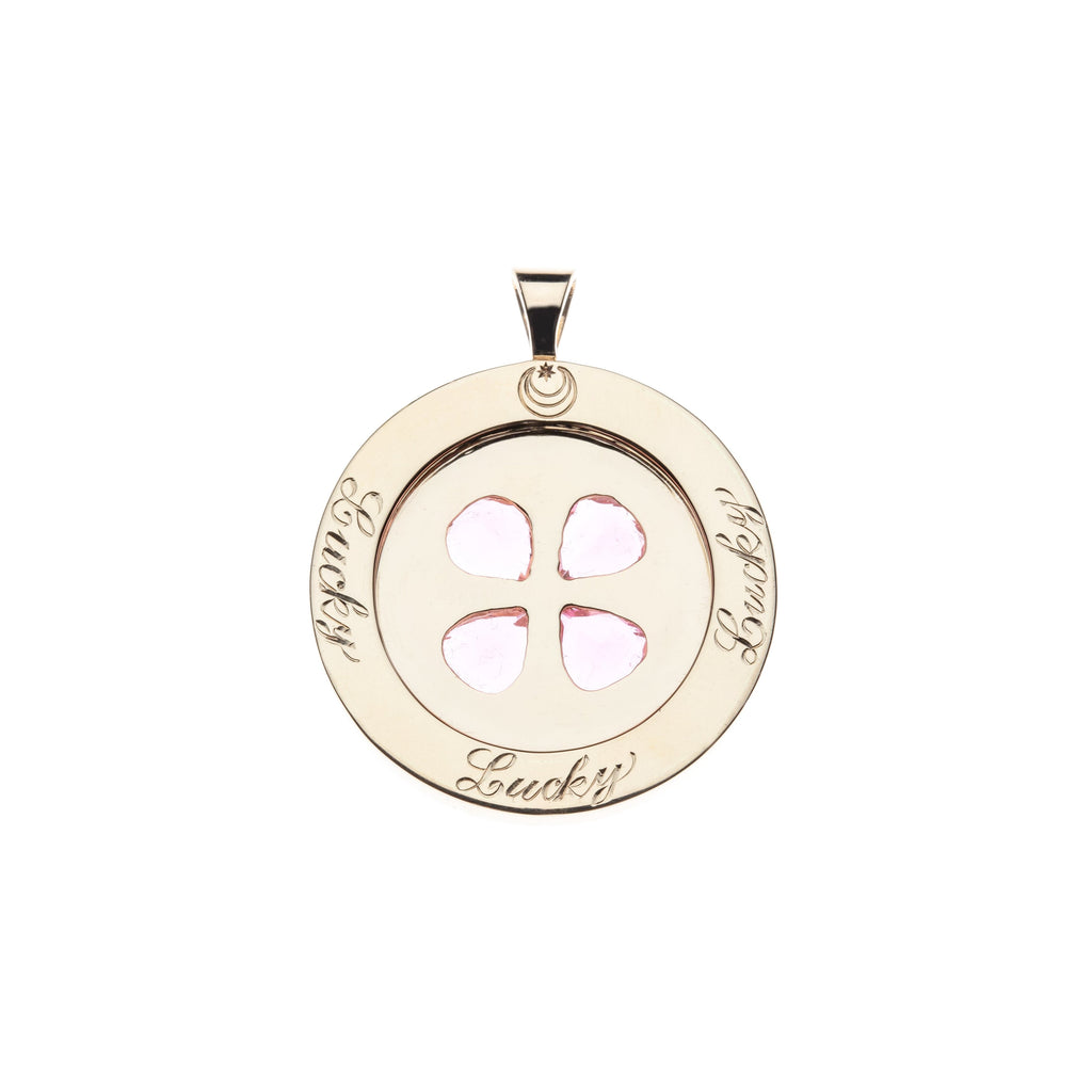 LUCKY 14k Pink Tourmaline Coin Pendant