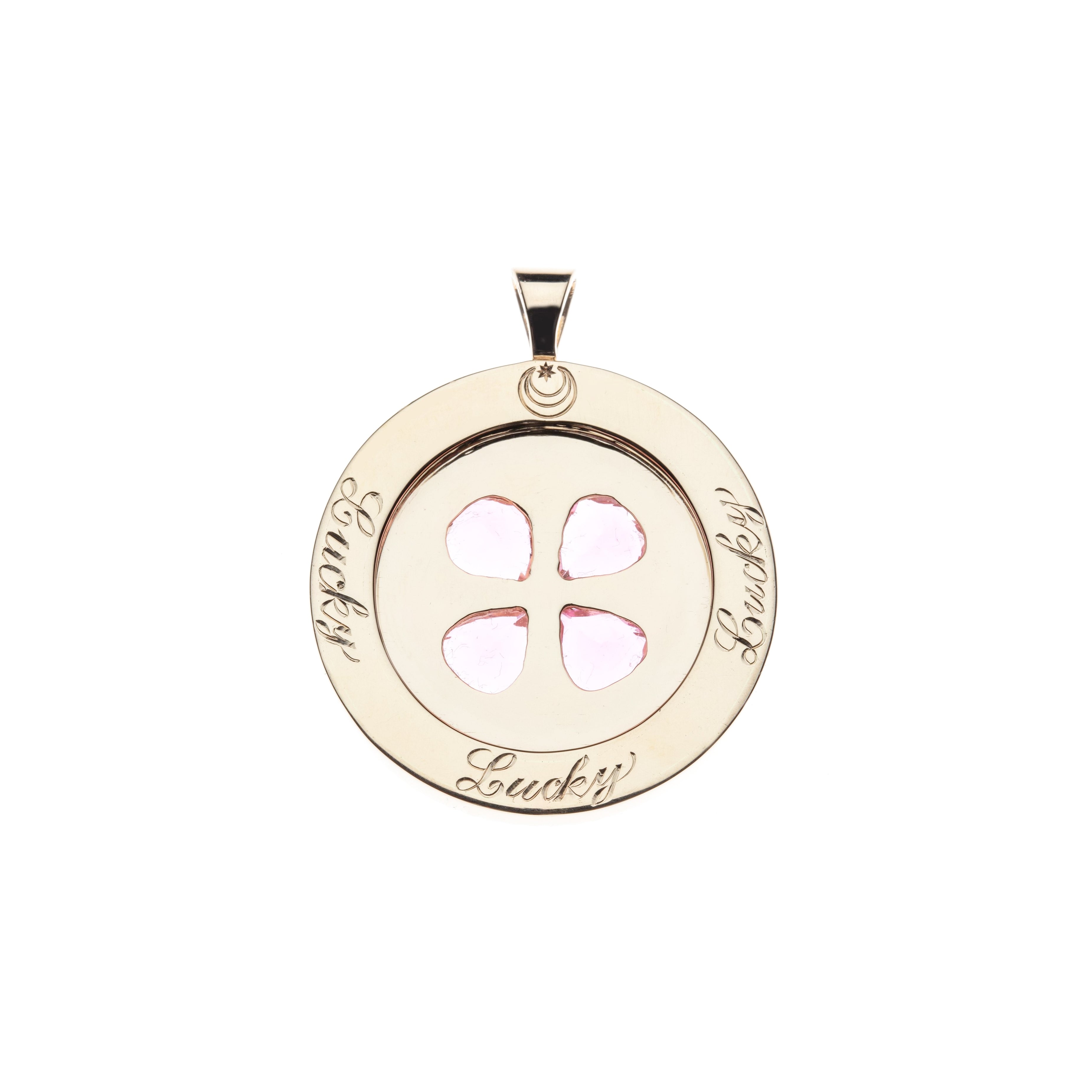 LUCKY 14k Pink Tourmaline Coin Pendant