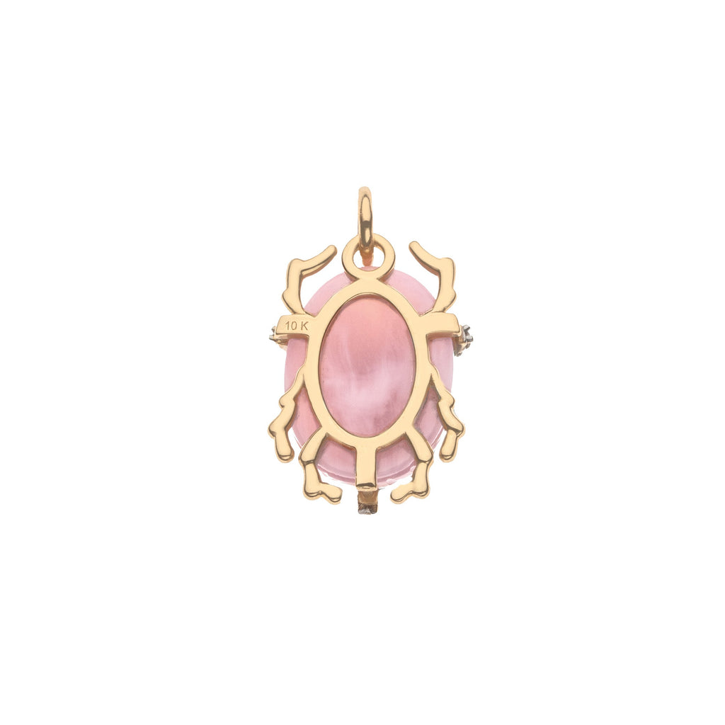 PROTECT Pink Jade Scarab Pendant in Solid Gold