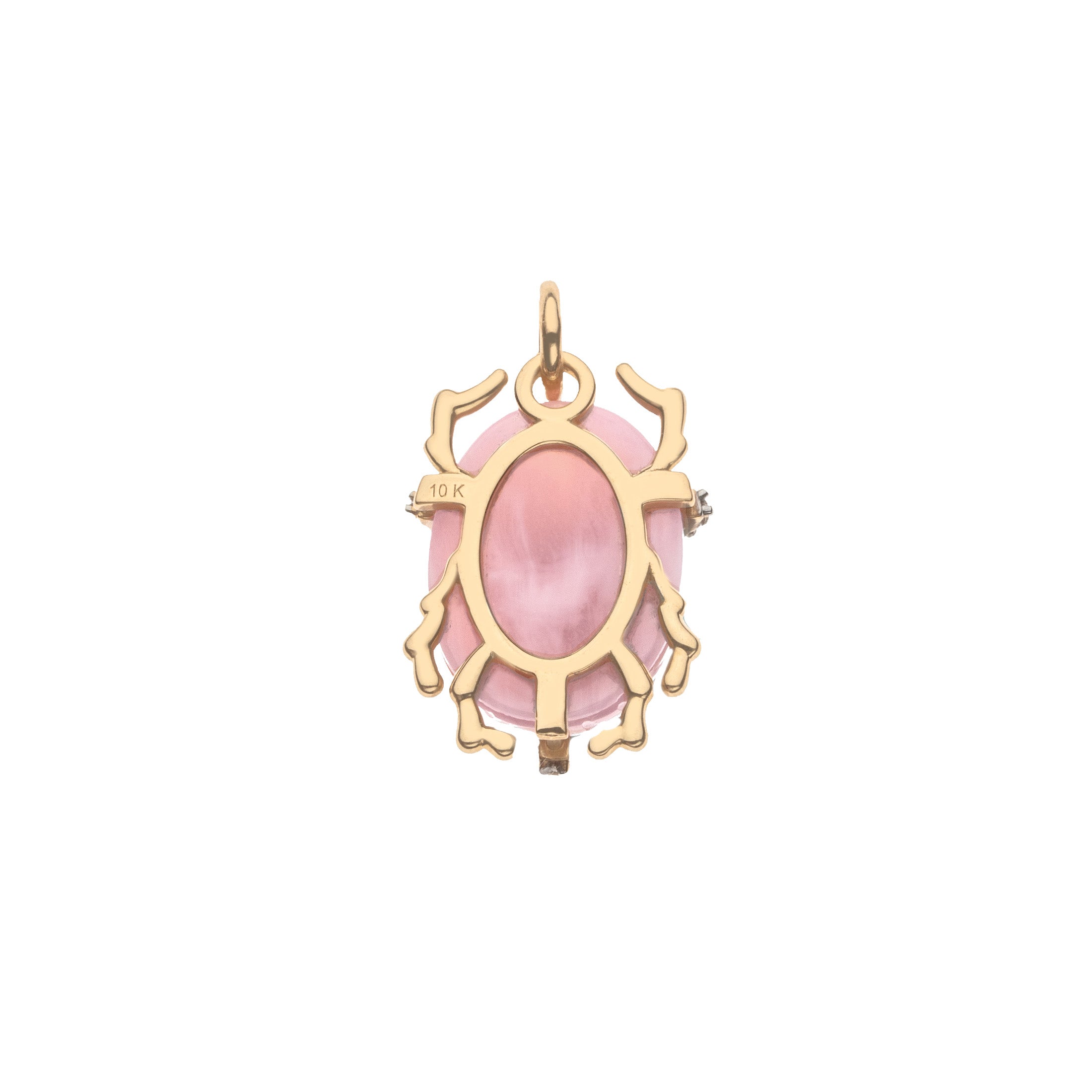 PROTECT Pink Jade Scarab Pendant in Solid Gold