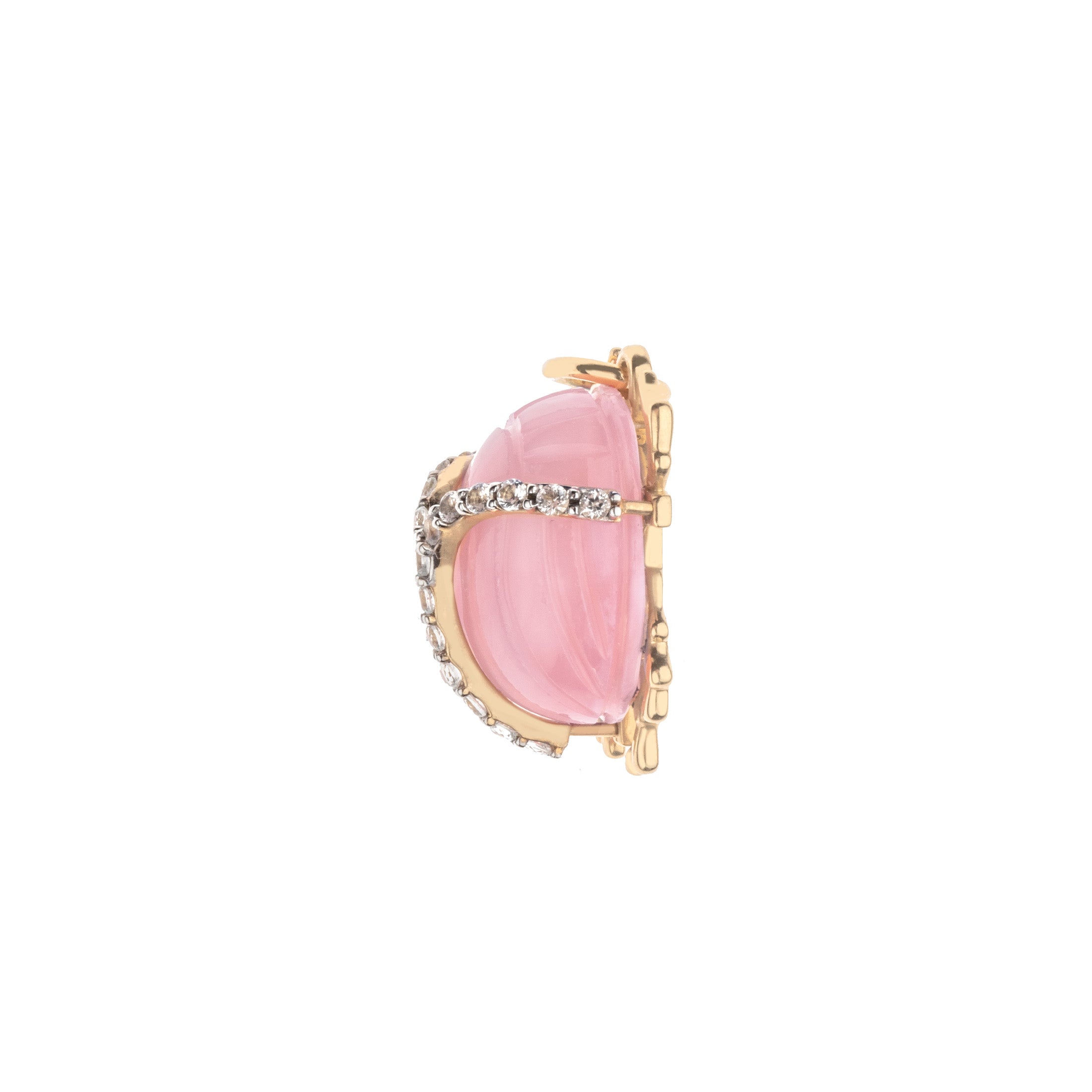 PROTECT Pink Jade Scarab Pendant in Solid Gold