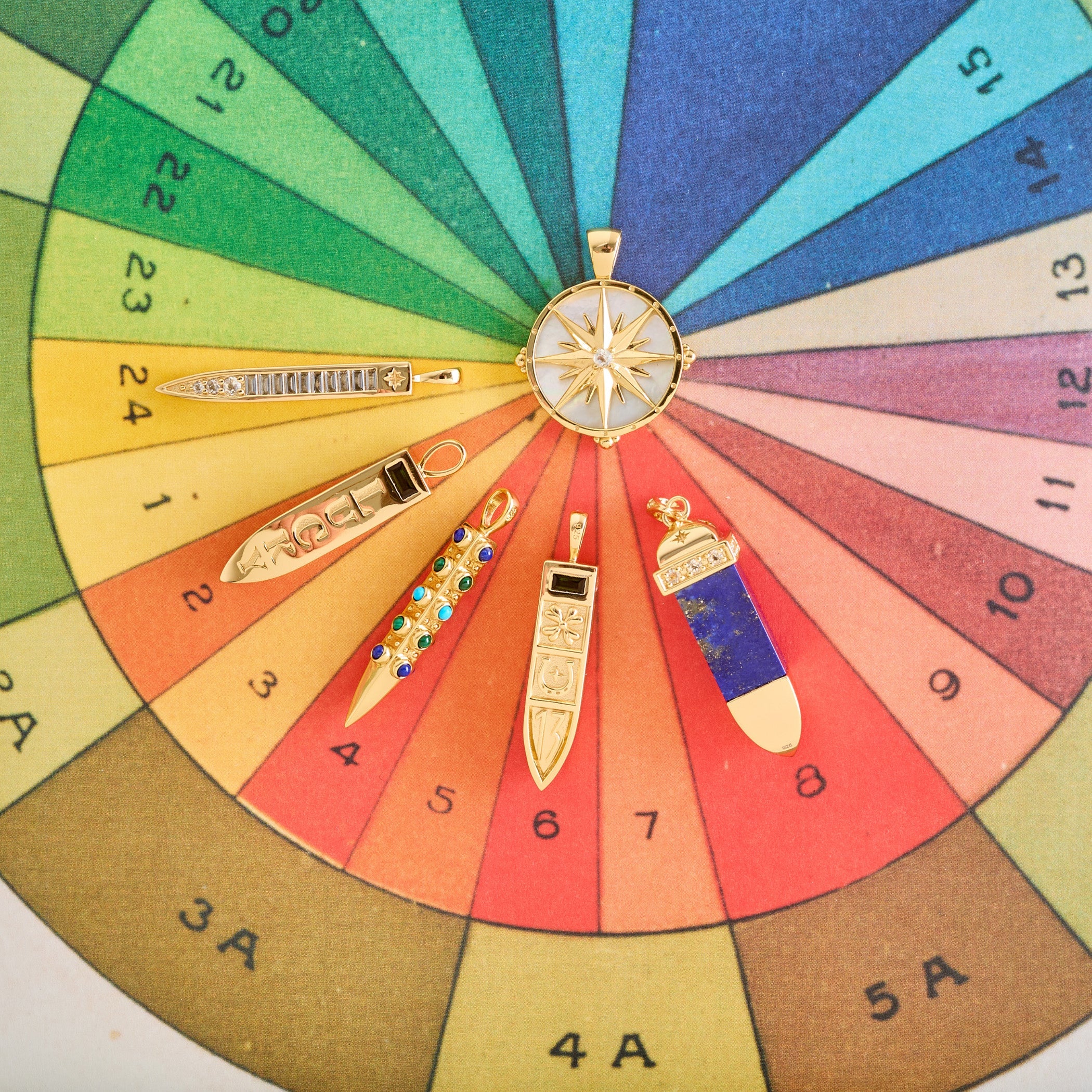 STRONG Lapis Carved Sun Ray Pendant