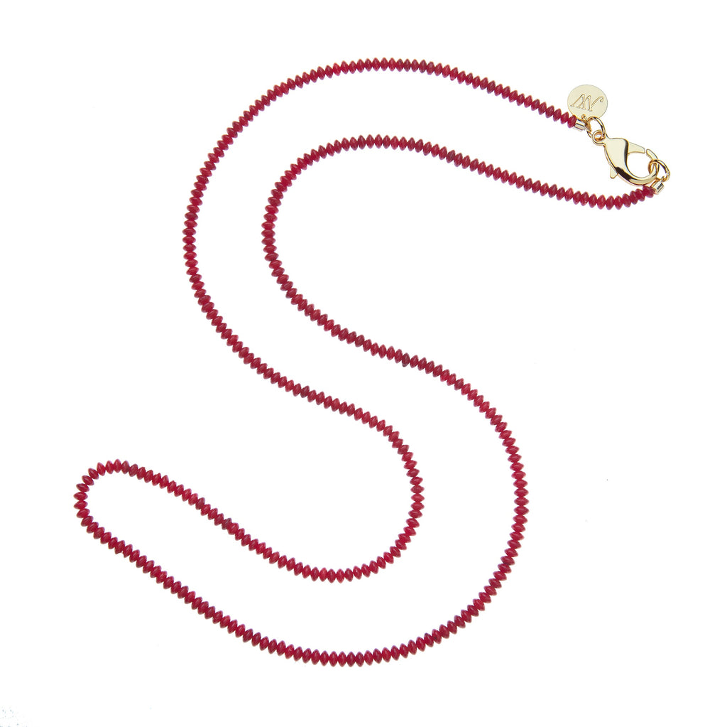 Double Wrap Beaded Necklace in Crimson Coral