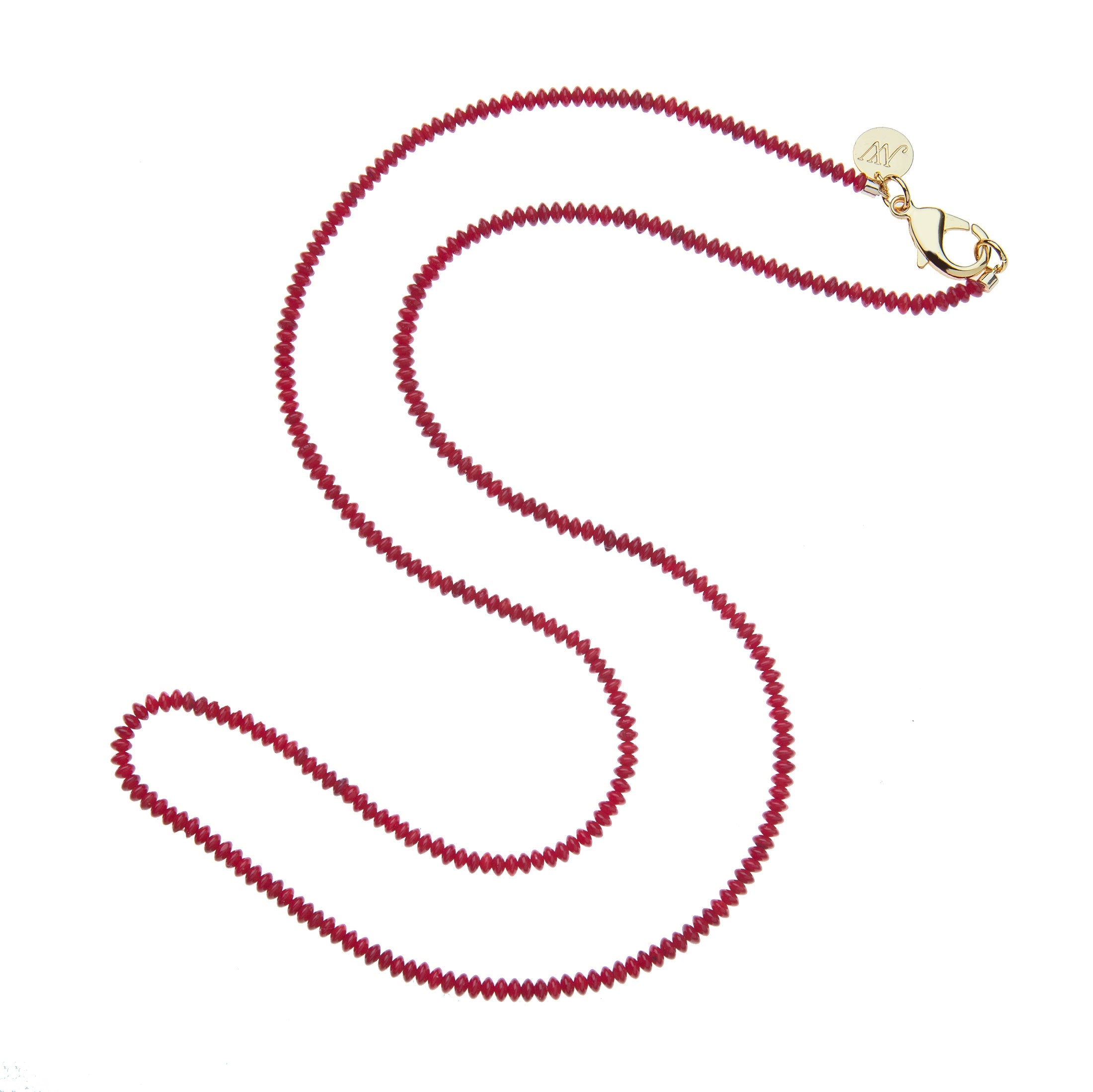 Double Wrap Beaded Necklace in Crimson Coral