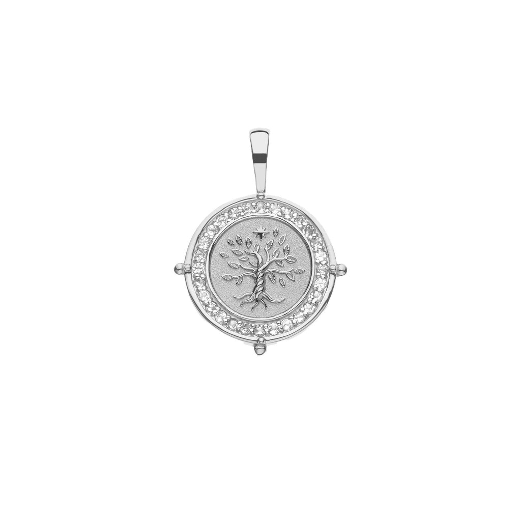 FAITH Petite Embellished Coin in Silver