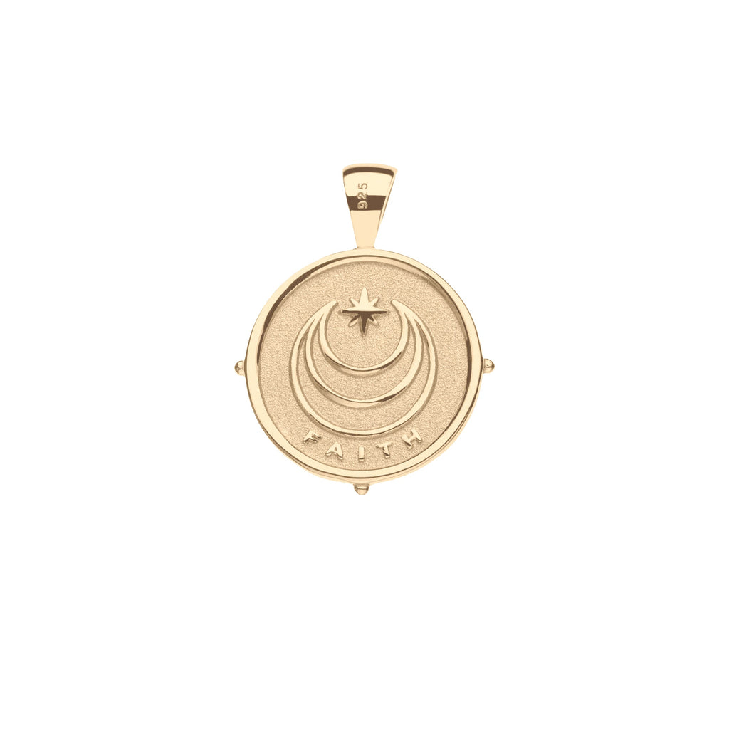 FAITH JW Small Pendant Coin in Solid Gold
