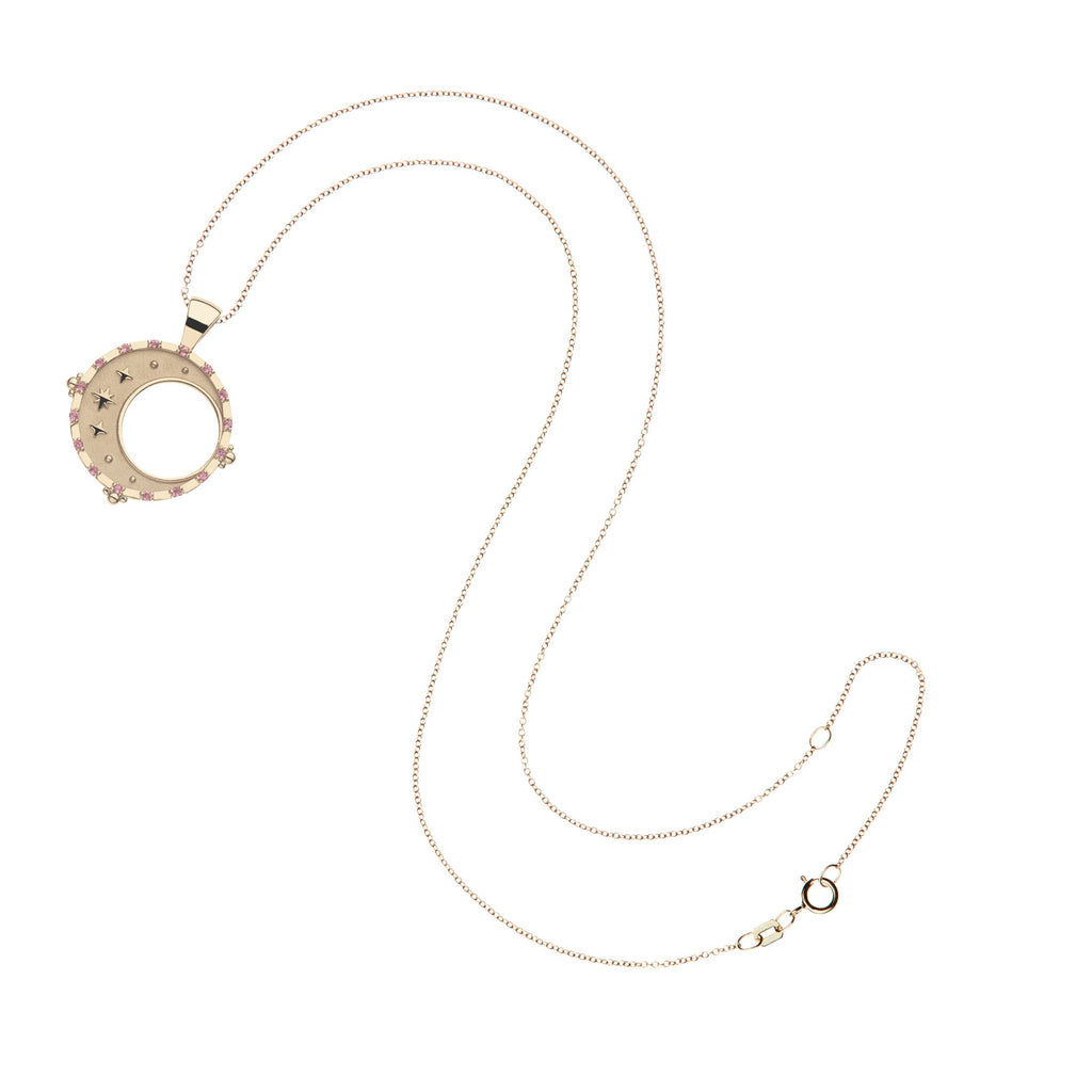 FOREVER Embellished Moon and Back Pendant Coin in 14k