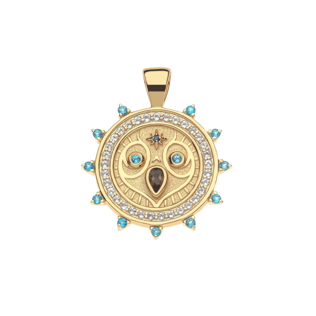 GRACE Owl JW Small Embellished Pendant Coin