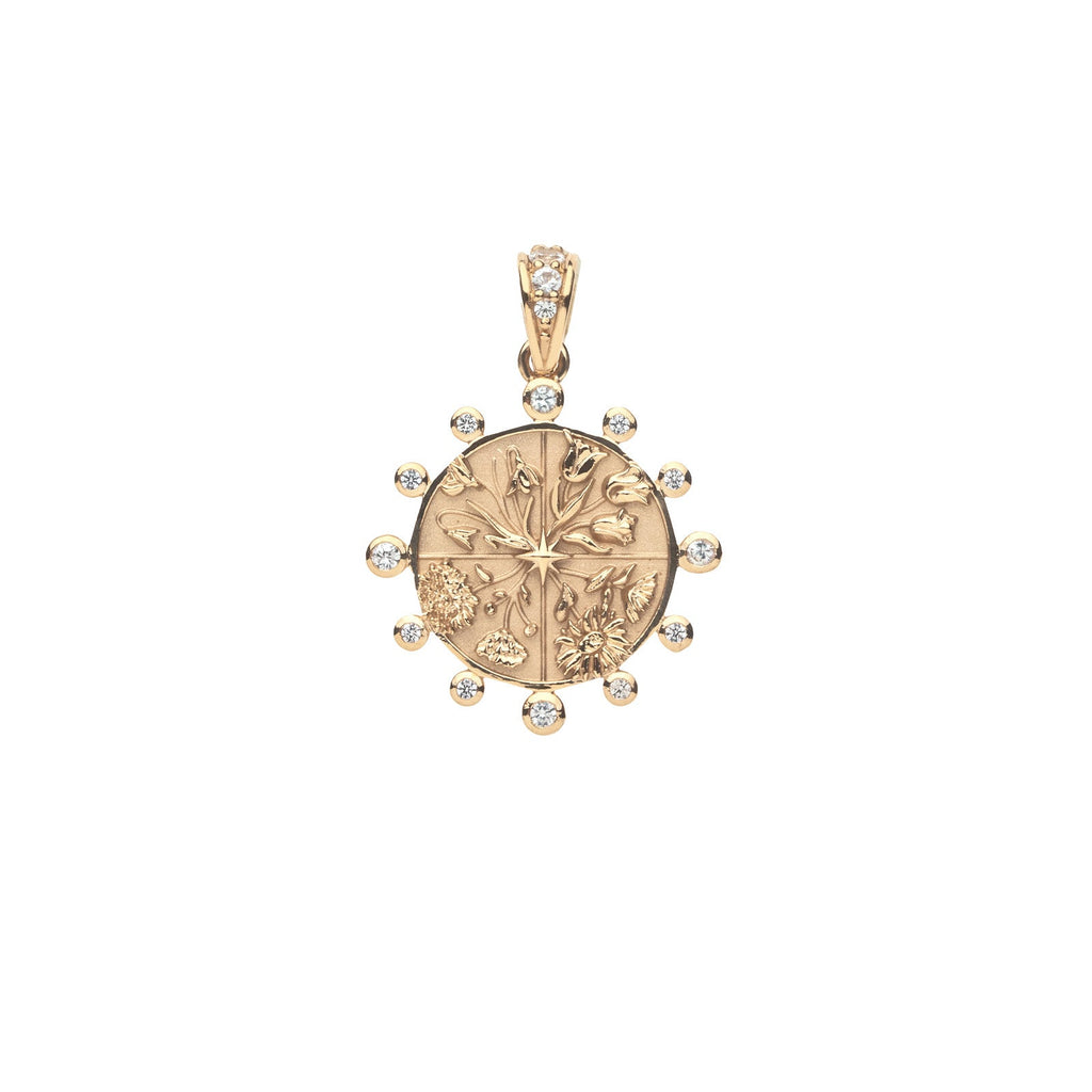 HOPE Petite Embellished Coin in Solid Gold