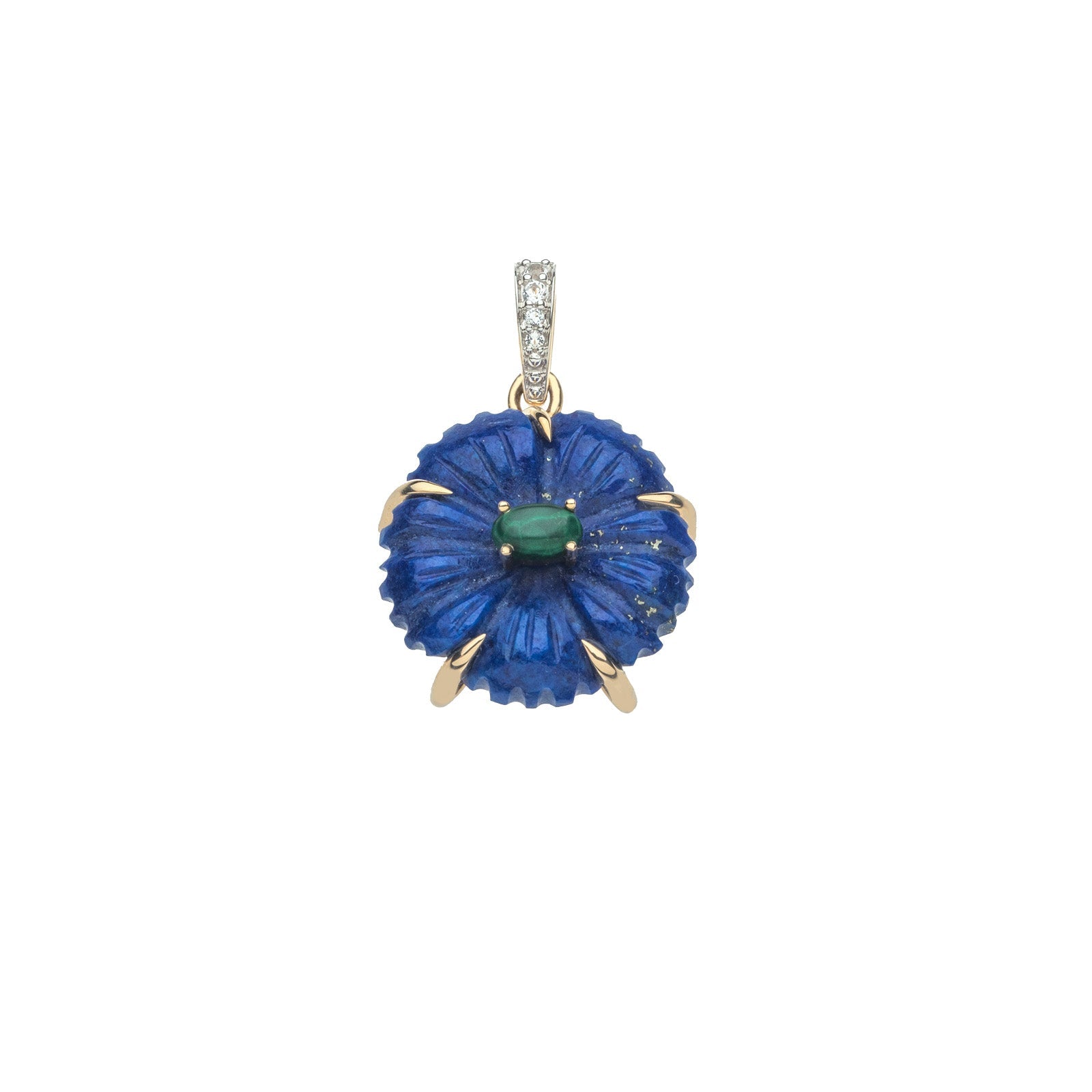 JOY Lapis Cherry Blossom Pendant in Solid Gold