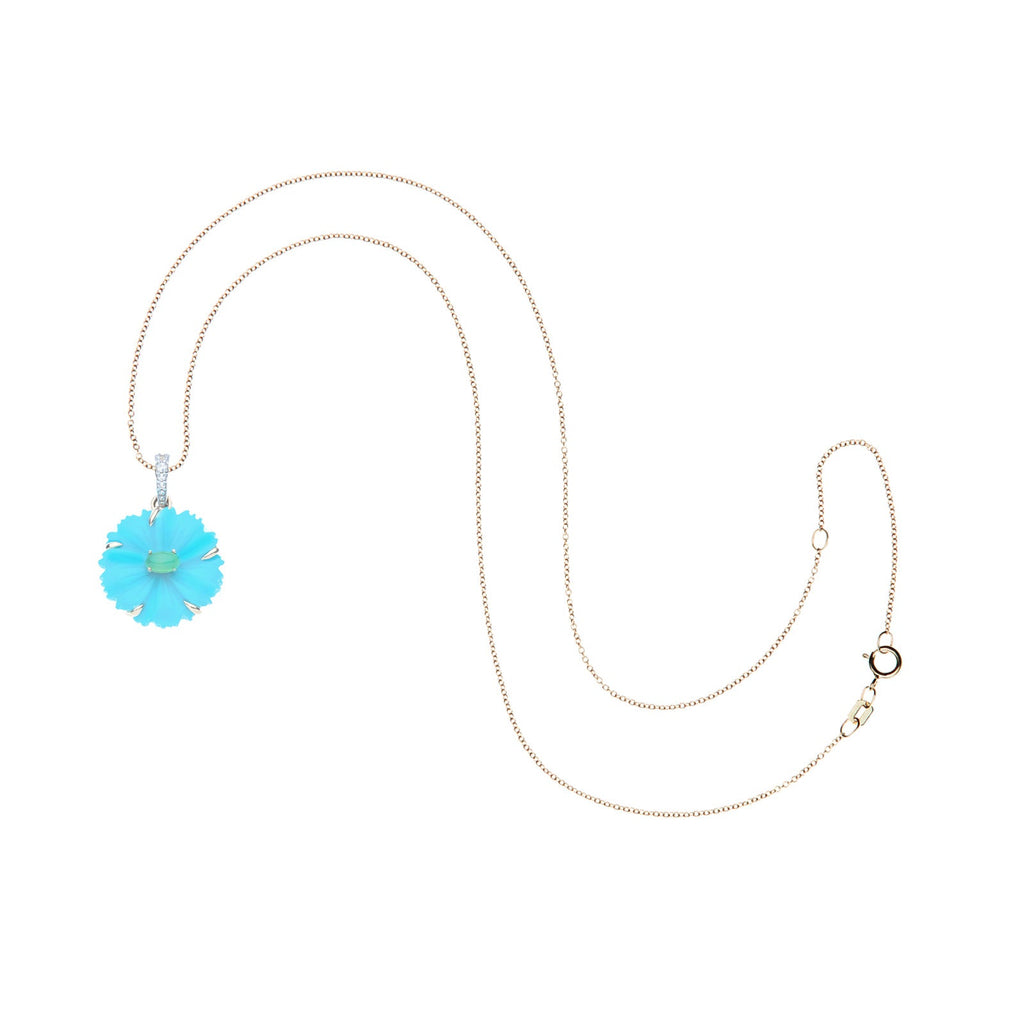 JOY Turquoise Cherry Blossom Pendant in Solid Gold