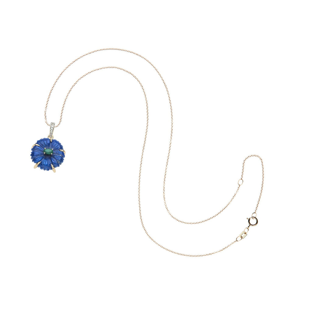 JOY Lapis Cherry Blossom Pendant in Solid Gold
