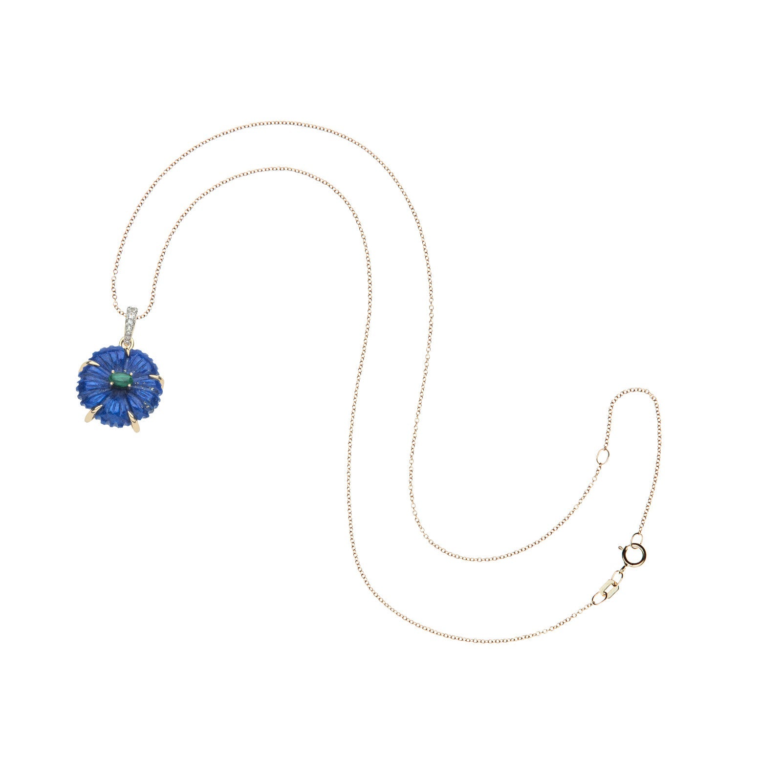 JOY Lapis Cherry Blossom Pendant in Solid Gold