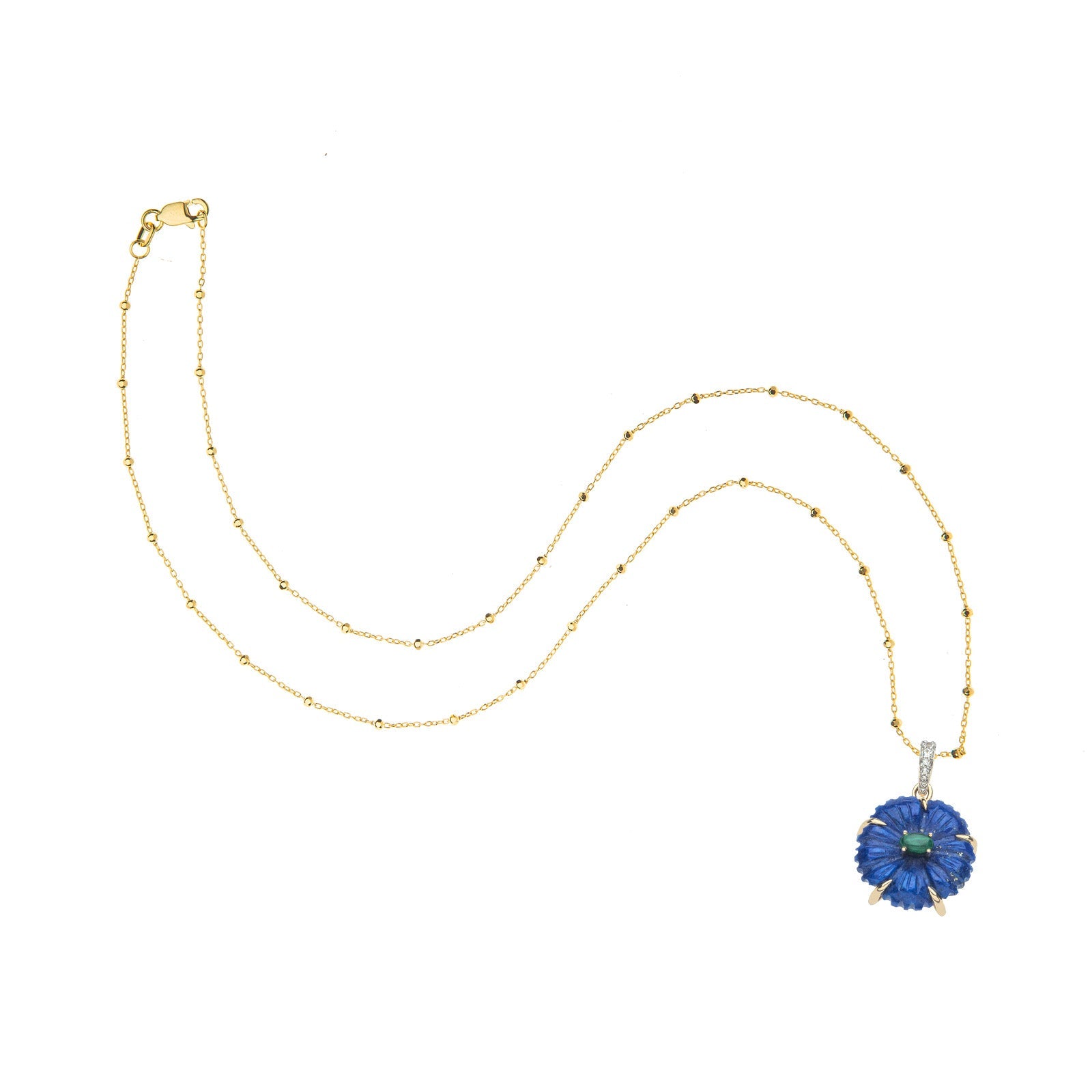 JOY Lapis Cherry Blossom Pendant in Solid Gold