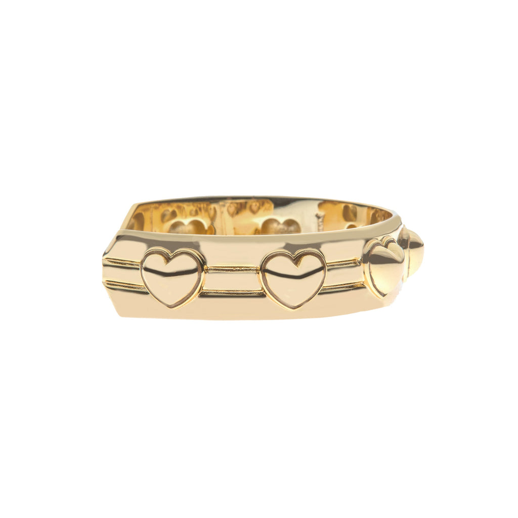 LOVE Set In Stone Heart Cuff in Gold