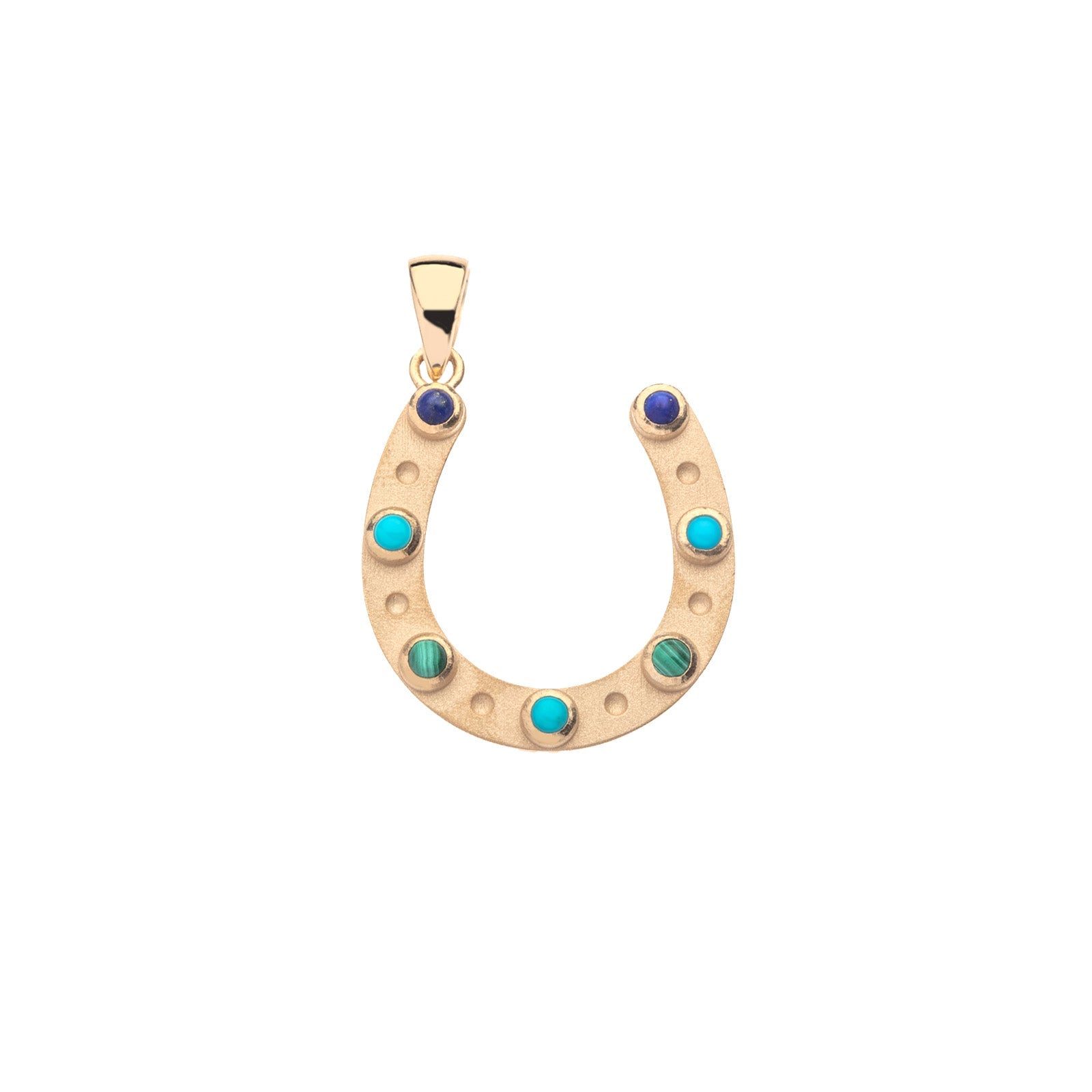 LUCKY Count Your Wishes Horseshoe in Solid Gold with Multicolored Stones
