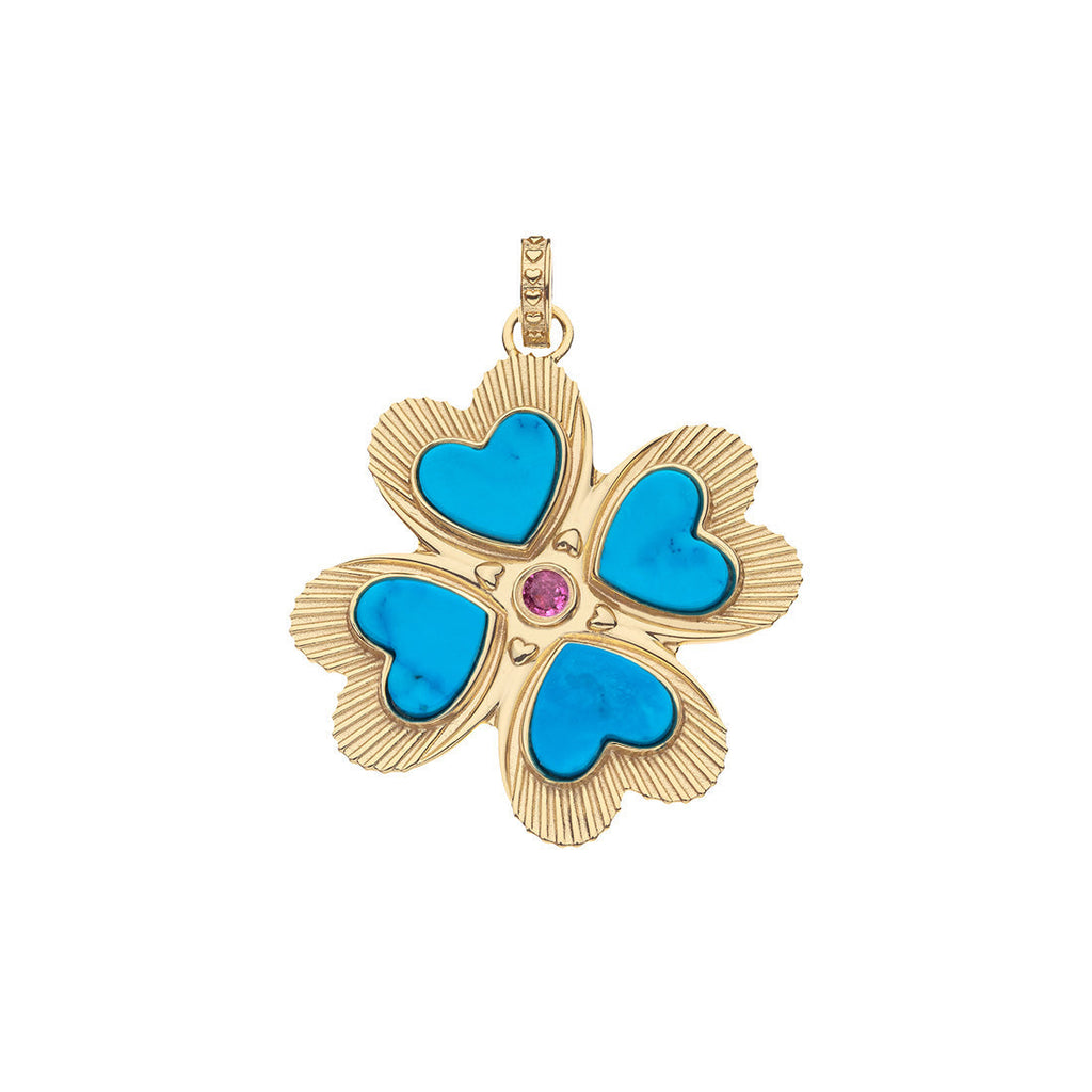 LUCKY in Love Clover Pendant with Turquoise