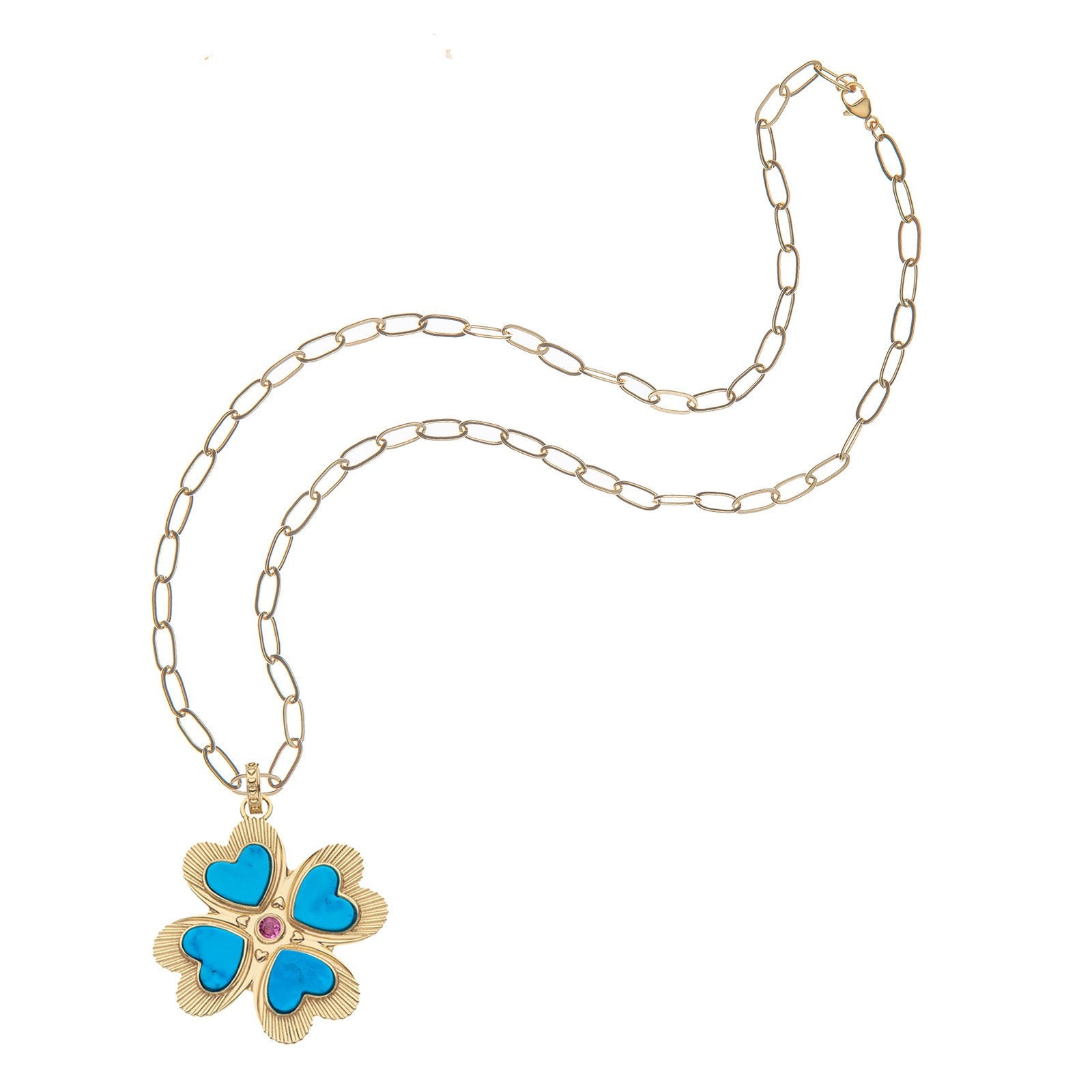 LUCKY in Love Clover Pendant with Turquoise