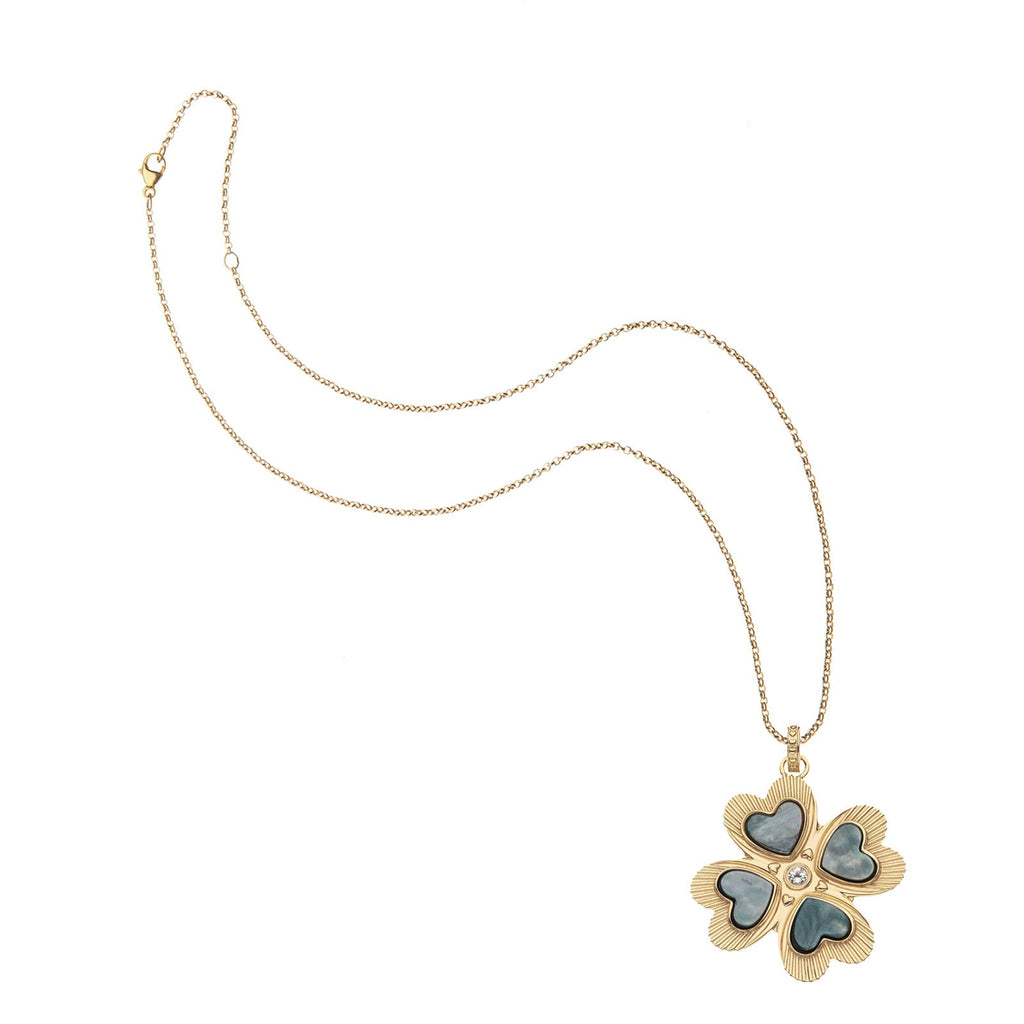 LUCKY in Love Clover Pendant with Black Mother of Pearl