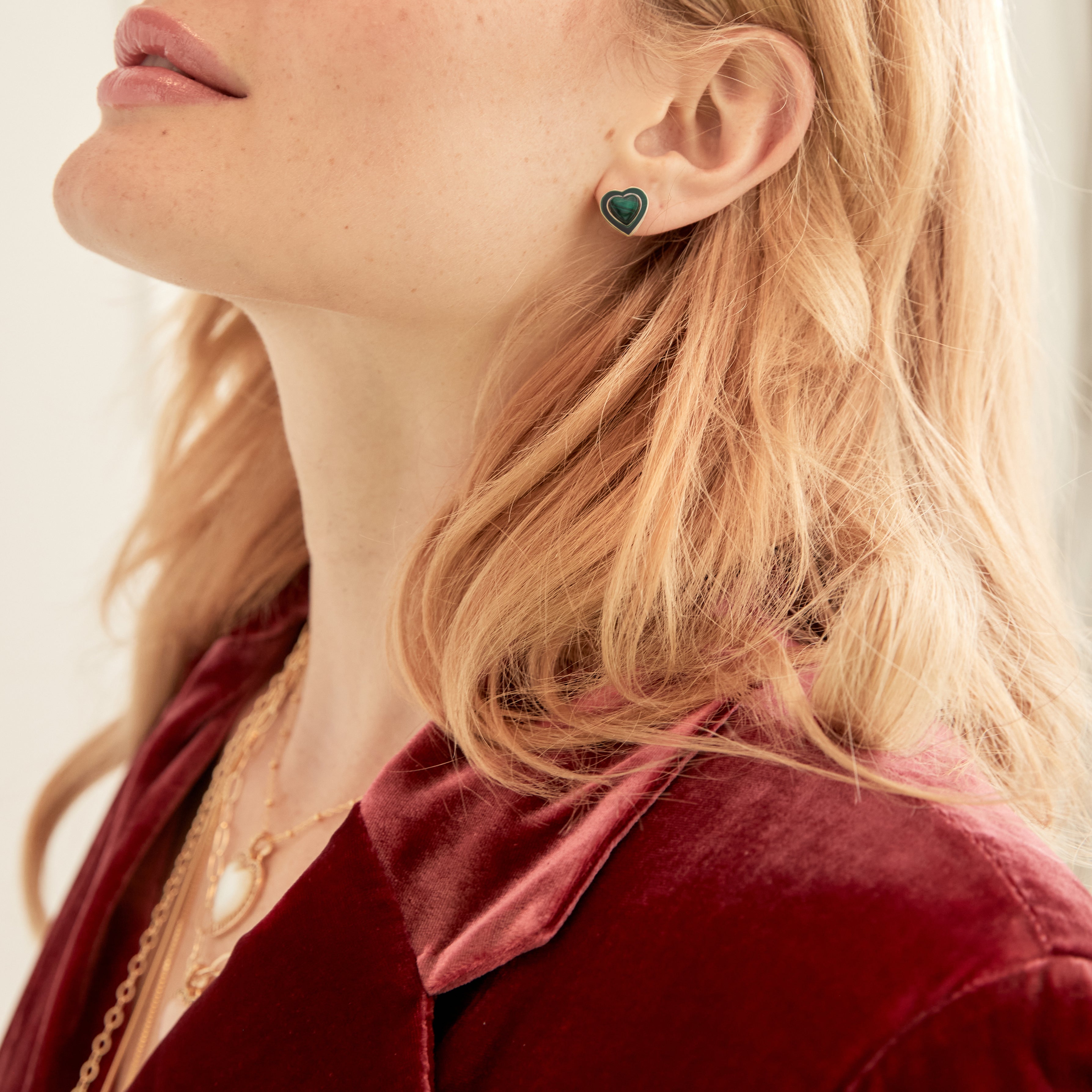 LOVE Petite Enchanted Heart Earrings in Malachite