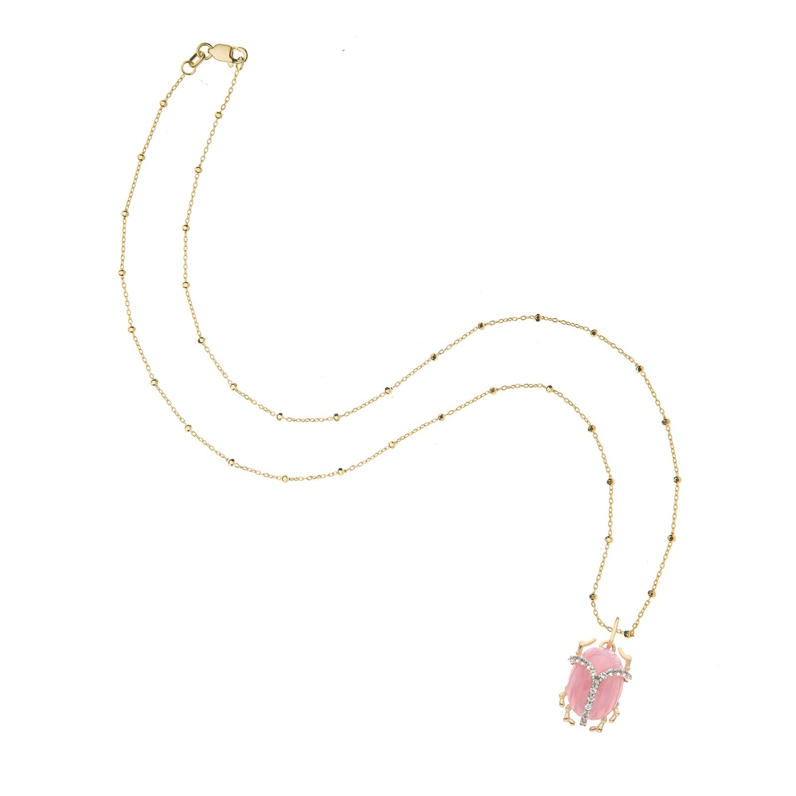 PROTECT Pink Jade Scarab Pendant in Solid Gold
