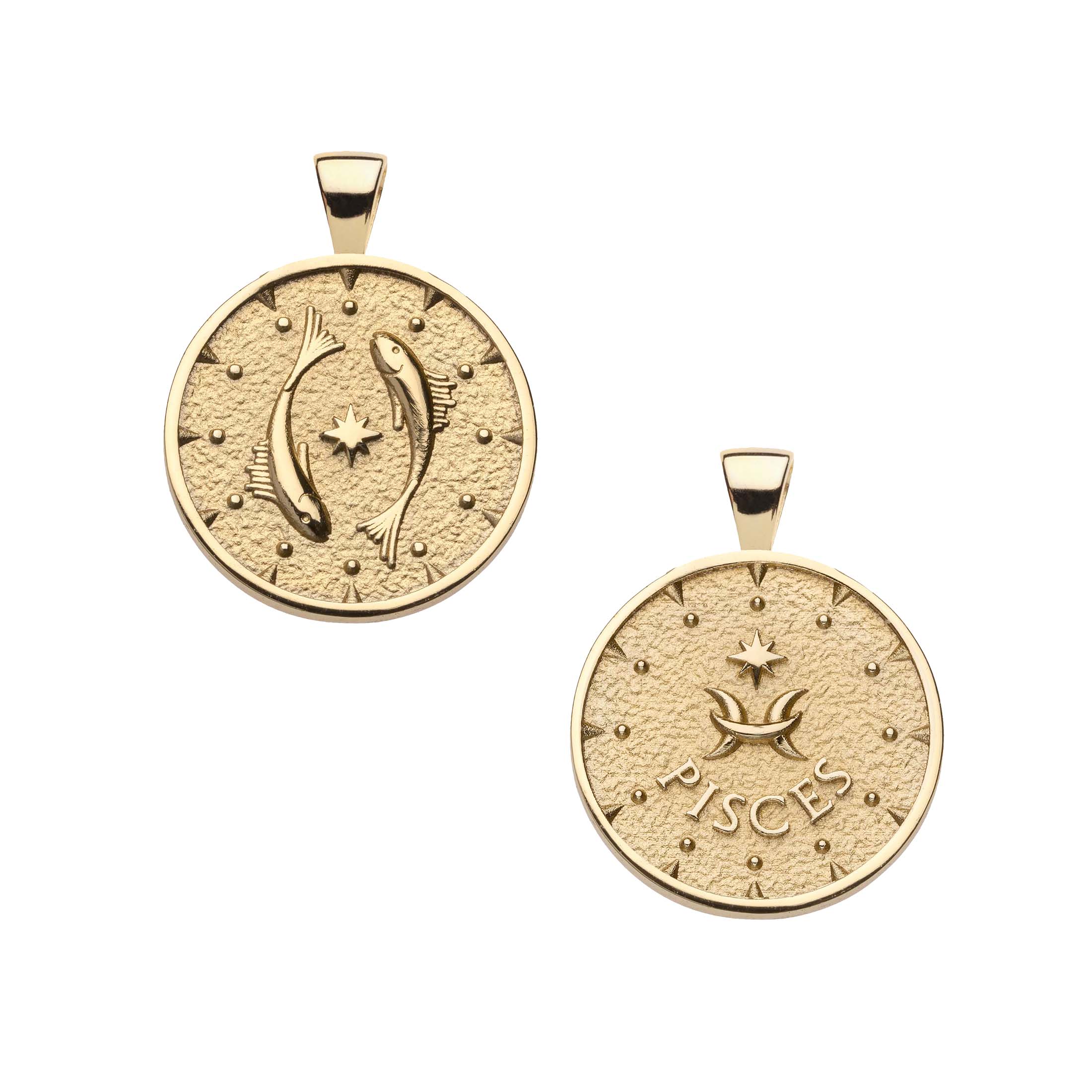 PISCES JW Small Zodiac Pendant Coin - Feb 19 - Mar 20