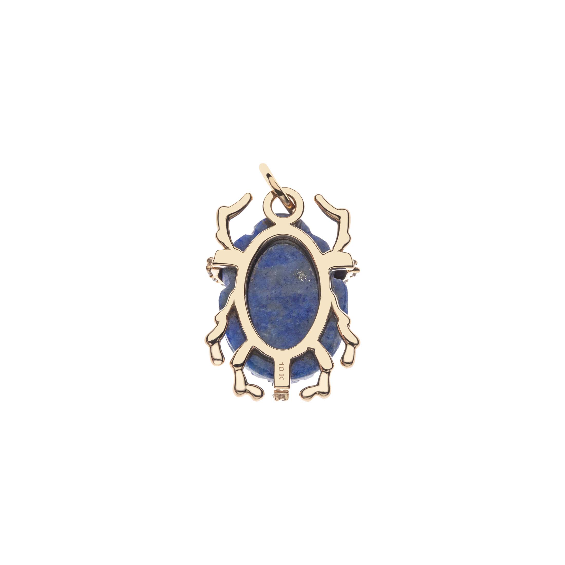 PROTECT Lapis Scarab Pendant in Solid Gold