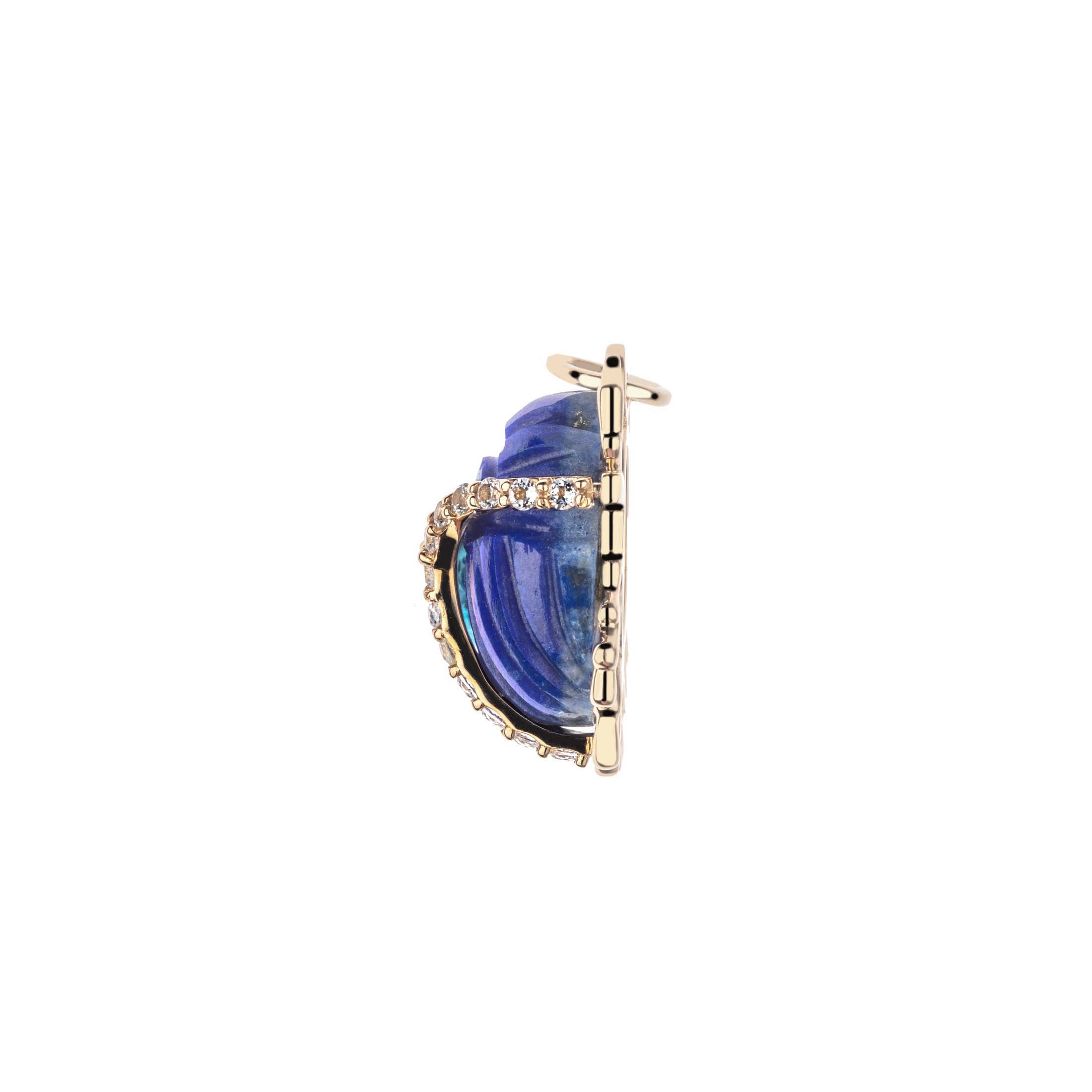 PROTECT Lapis Scarab Pendant in Solid Gold