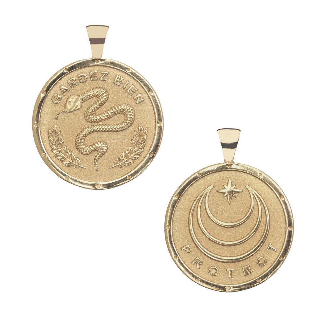 PROTECT JW Original Pendant Coin in Solid Gold
