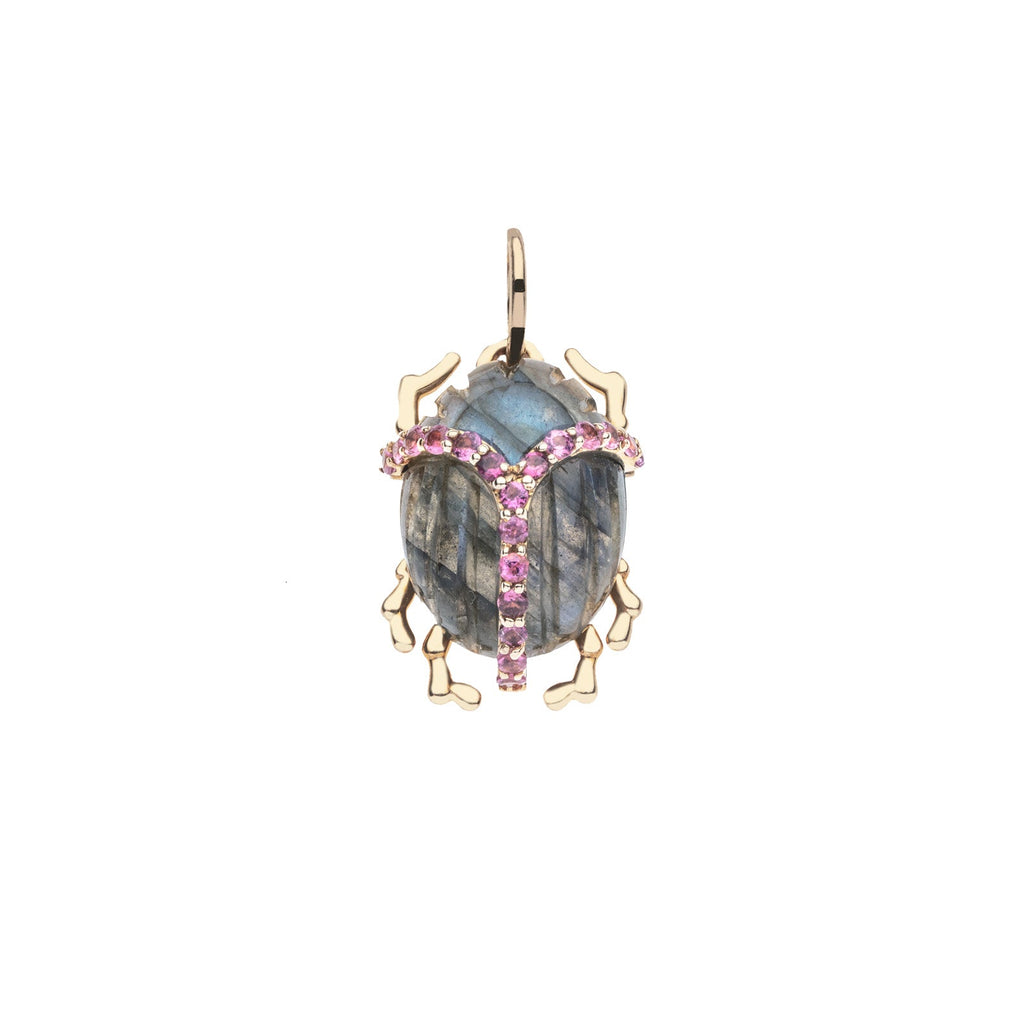 PROTECT Labradorite Scarab Pendant in Solid Gold