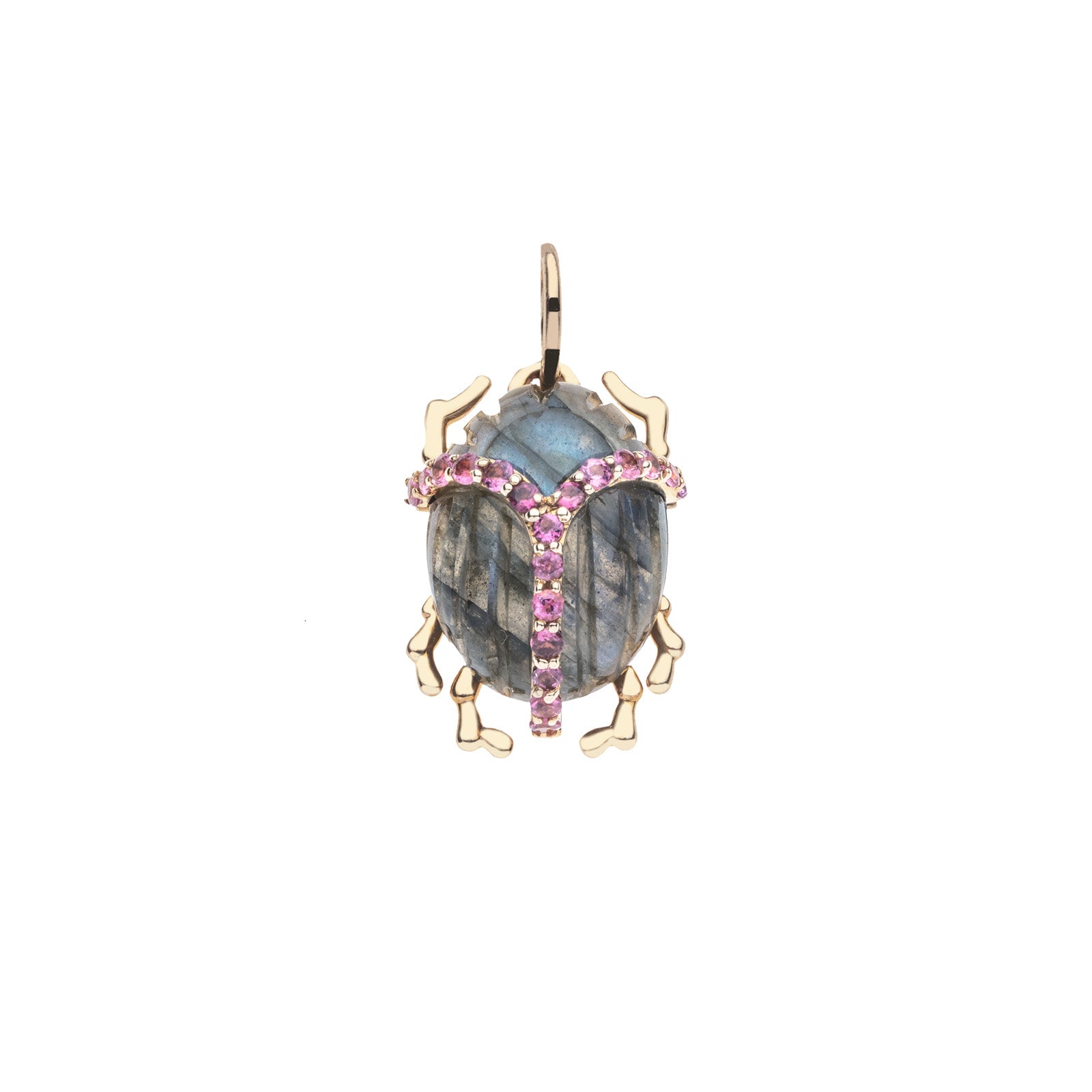 PROTECT Labradorite Scarab Pendant in Solid Gold