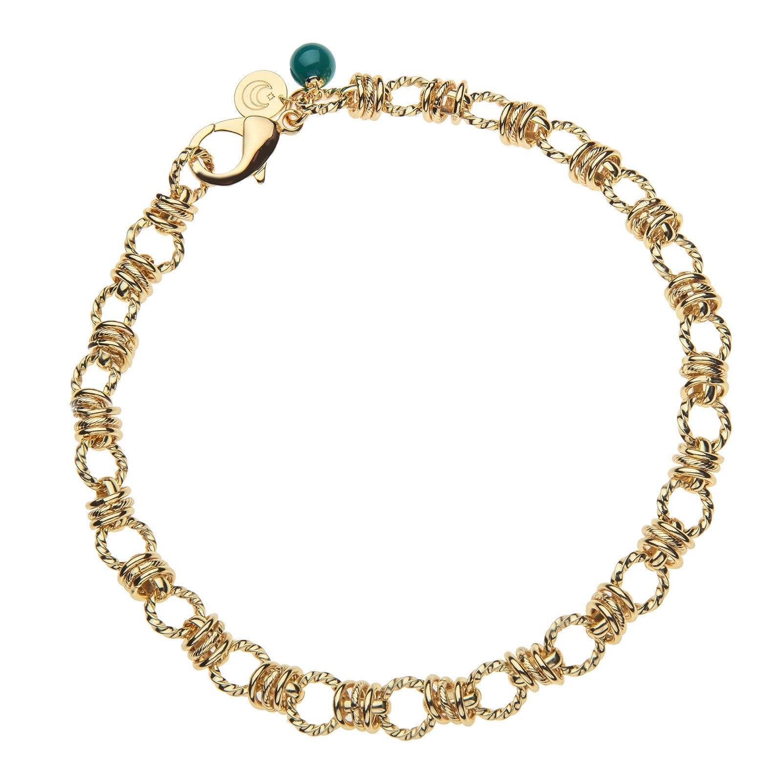 Rings of Gold Chain with Malachite Bead