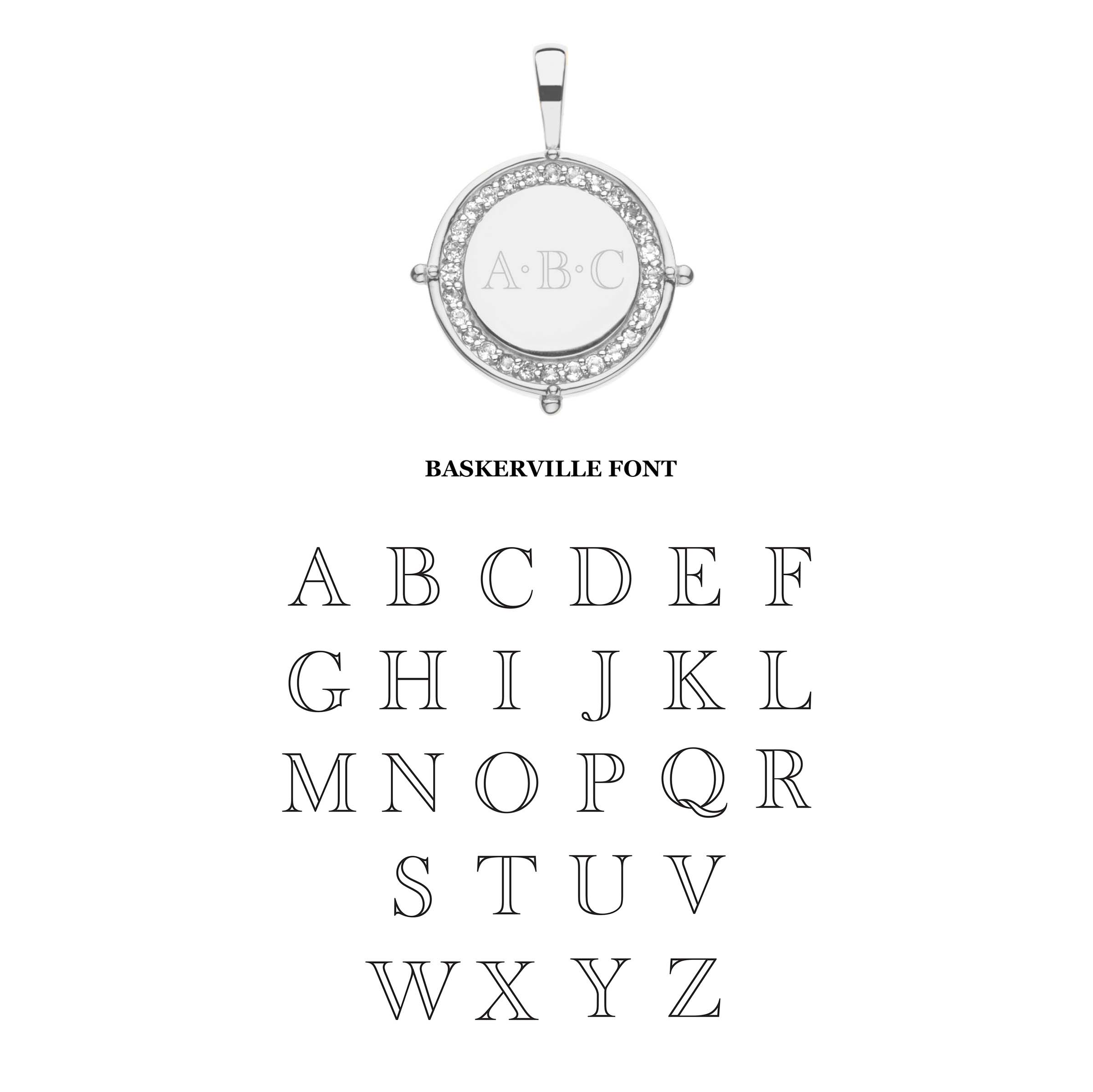 Embellished Personalized Petite Coin Pendant in Silver