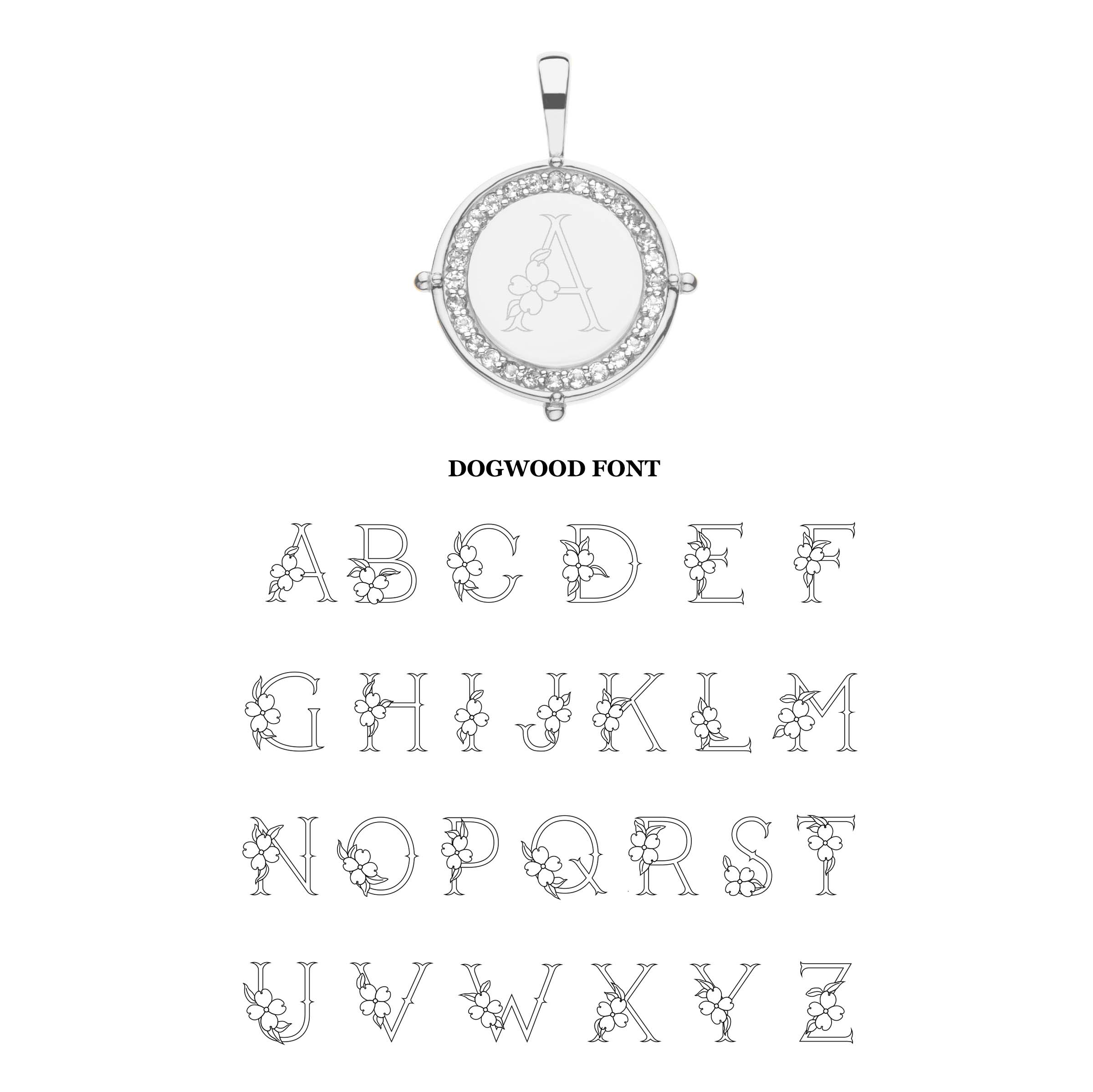 Embellished Personalized Petite Coin Pendant in Silver