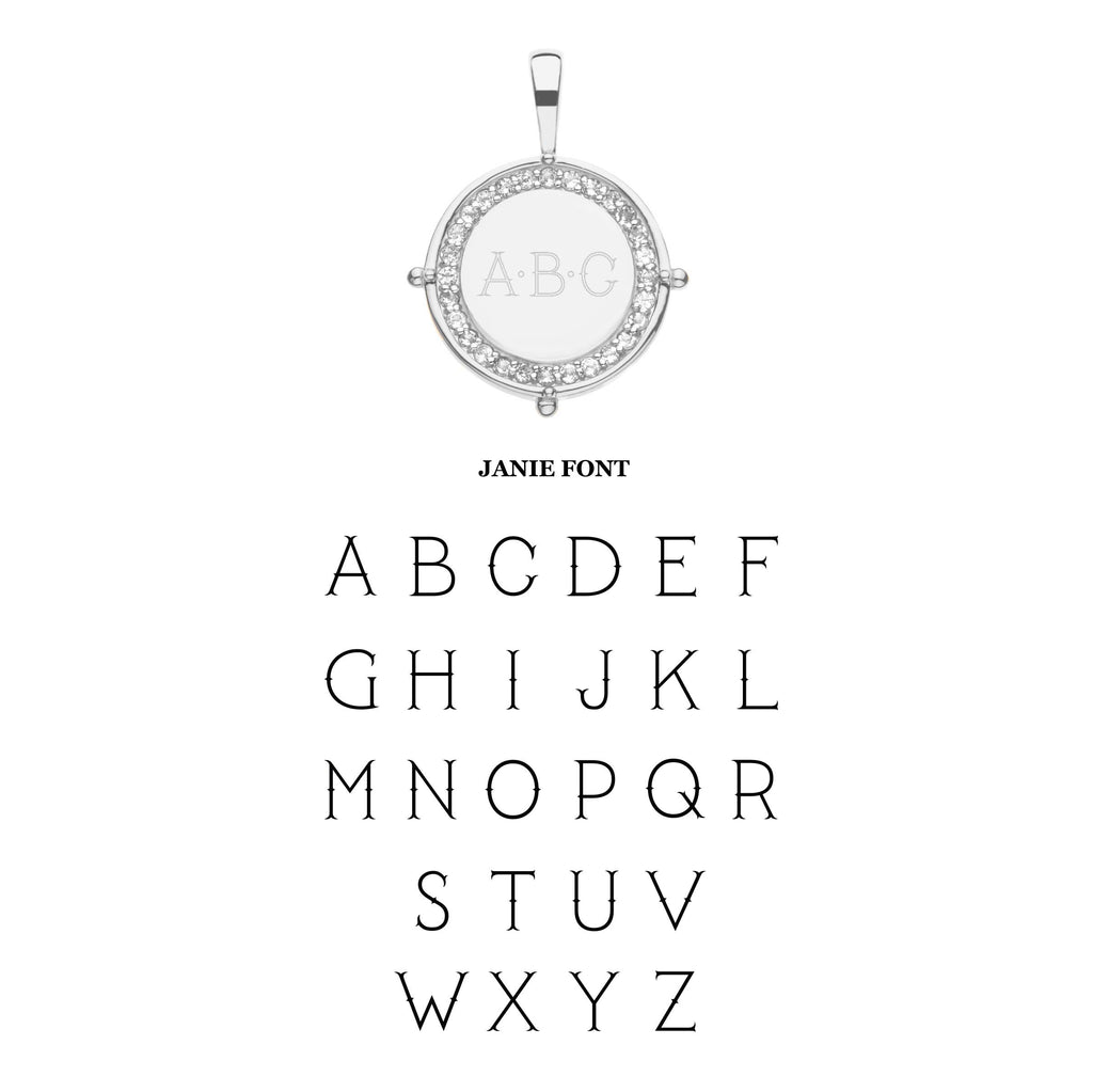 Embellished Personalized Petite Coin Pendant in Silver