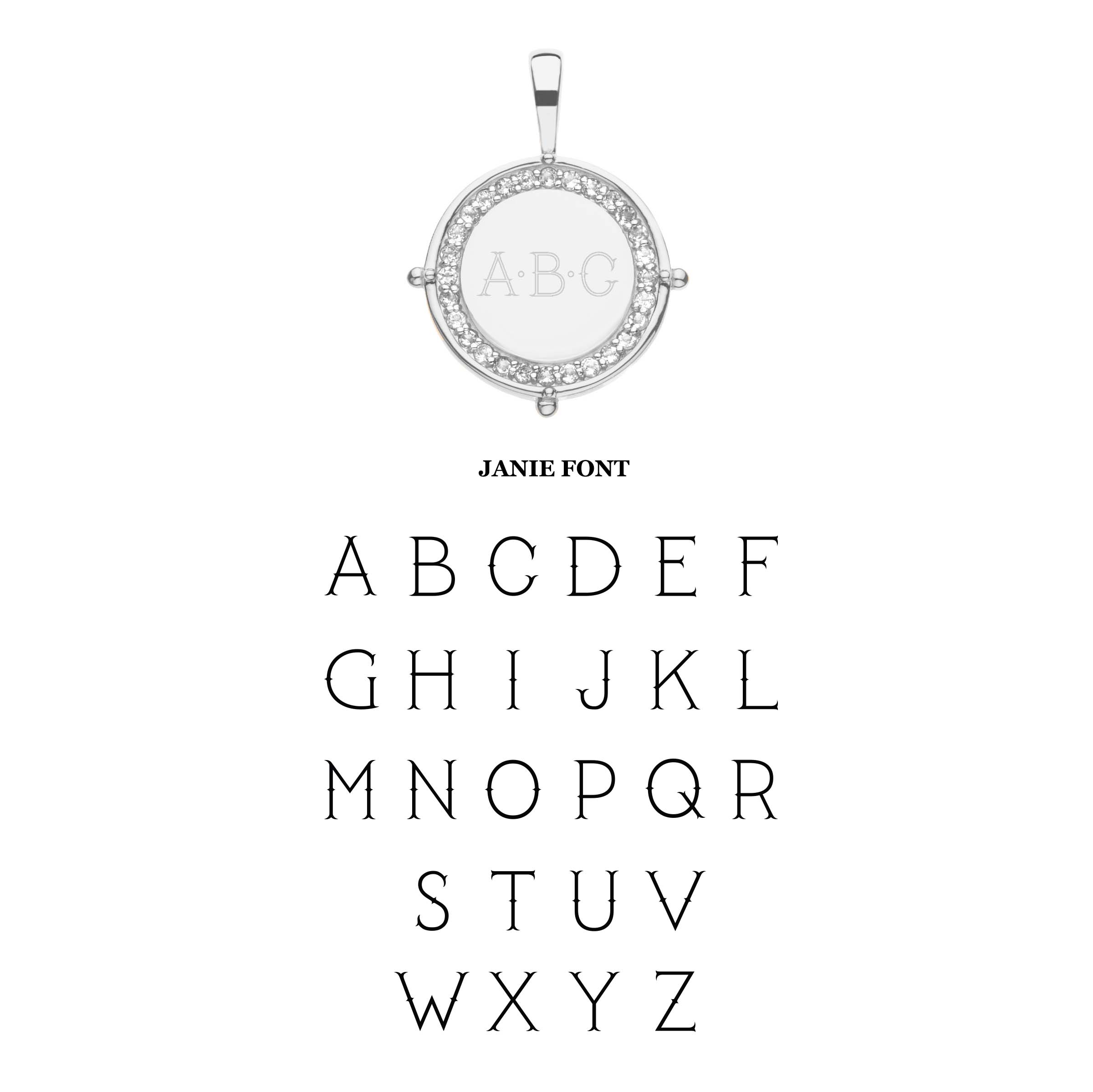 Embellished Personalized Petite Coin Pendant in Silver