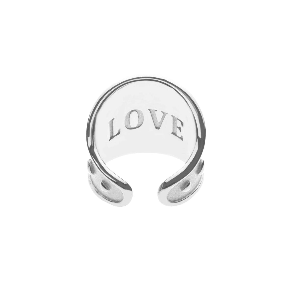 LOVE Cigar Band Ring in Silver