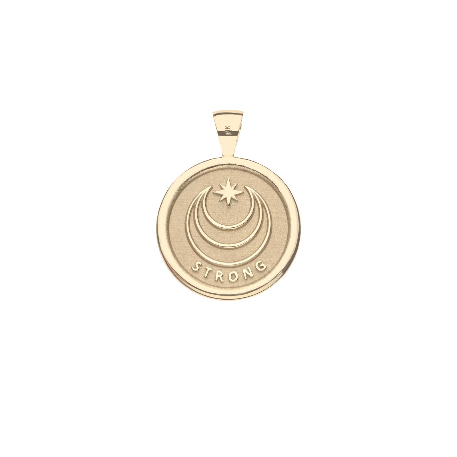 STRONG Rising Sun Small Embellished Pendant Coin in 14k