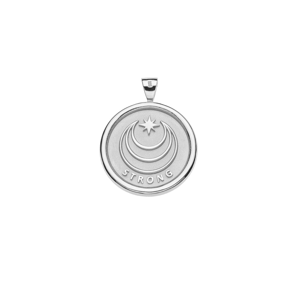 STRONG JW Small Pendant Coin (Rising Sun) in Silver