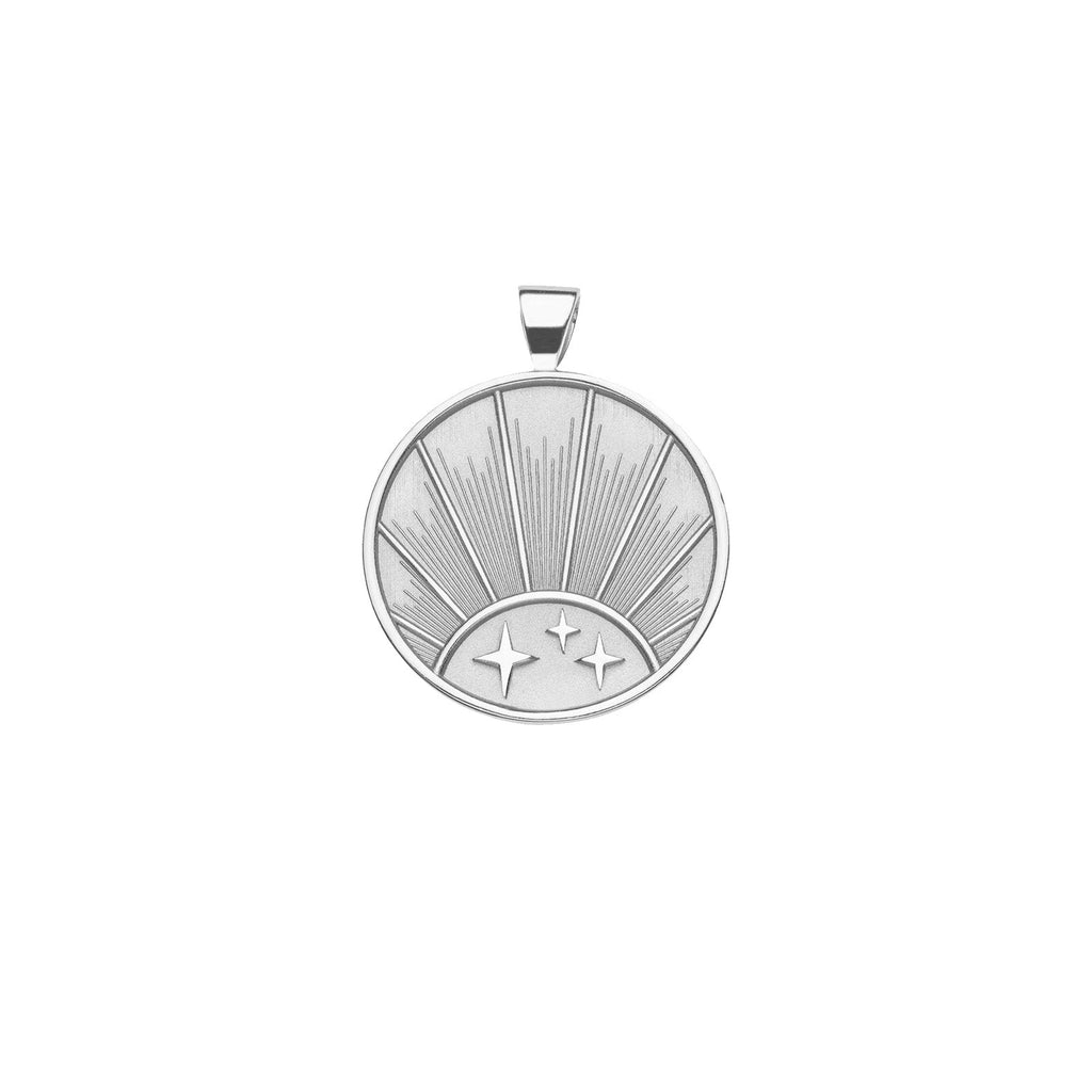 STRONG JW Small Pendant Coin (Rising Sun) in Silver