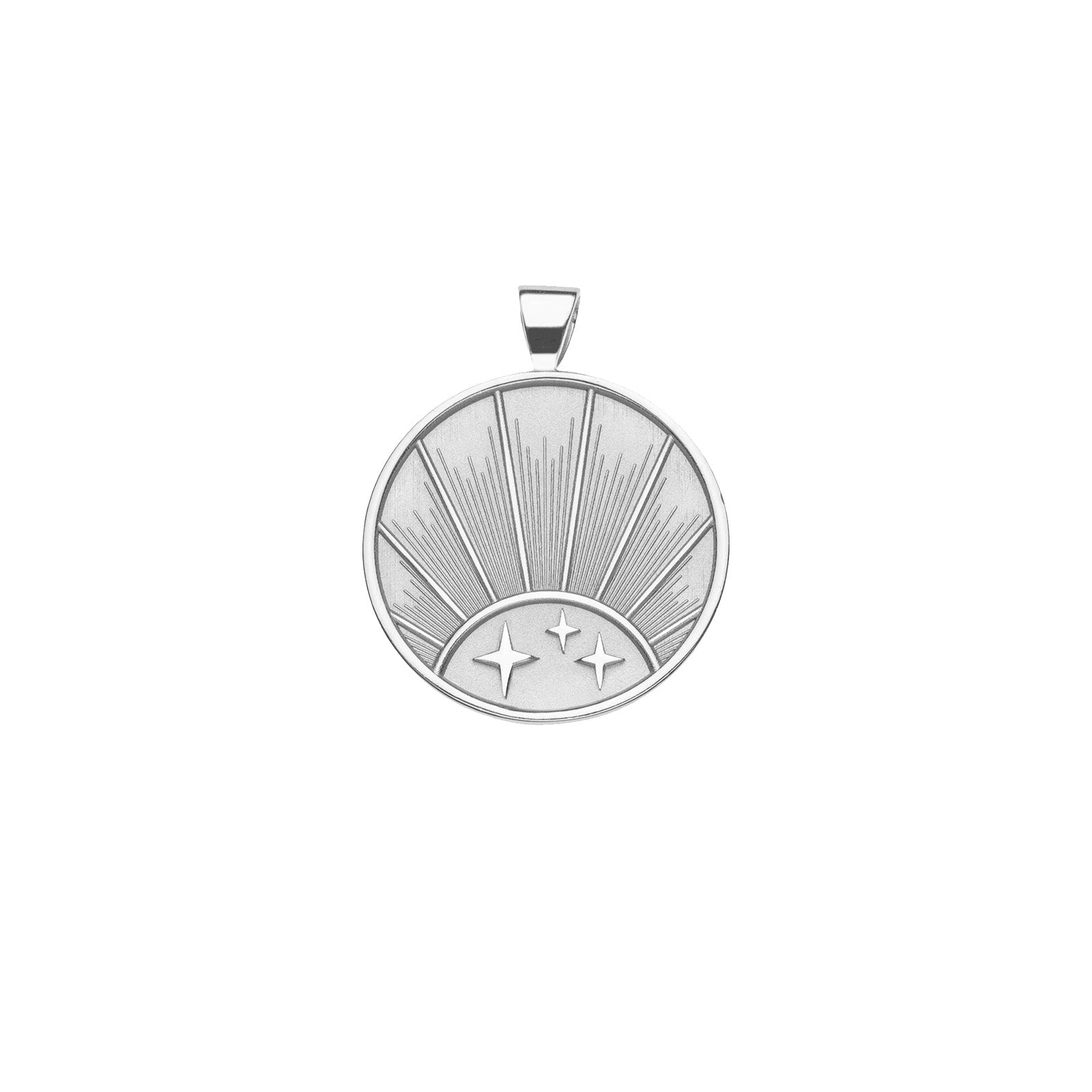STRONG JW Small Pendant Coin (Rising Sun) in Silver