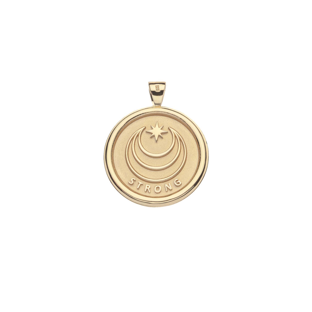 STRONG JW Small Pendant Coin in Solid Gold (Rising Sun)