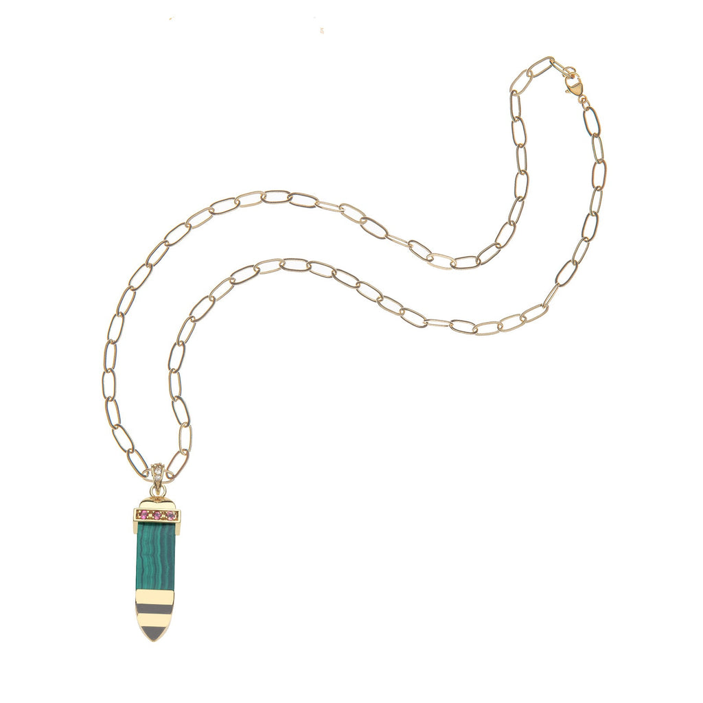 STRONG Malachite Carved Sun Ray Pendant