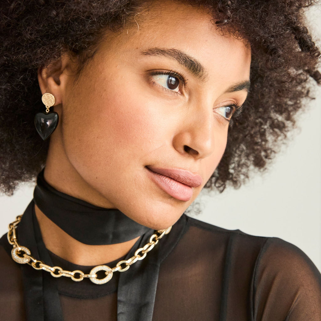 LOVE Carry Your Heart Earrings in Black Agate