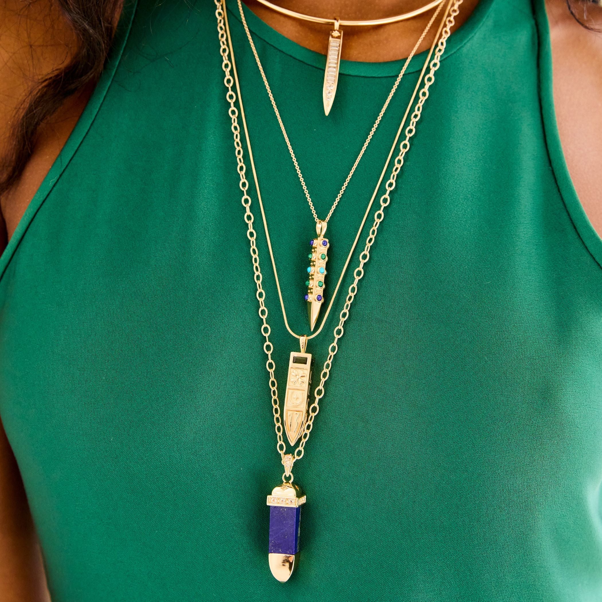 STRONG Lapis Carved Sun Ray Pendant