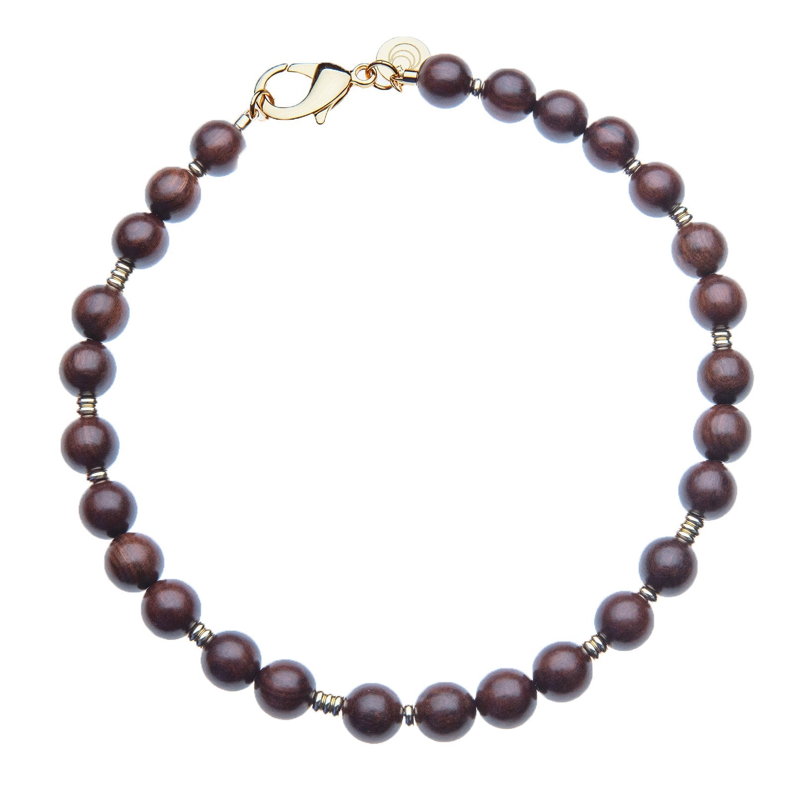 Wood and Gold Beaded Necklace